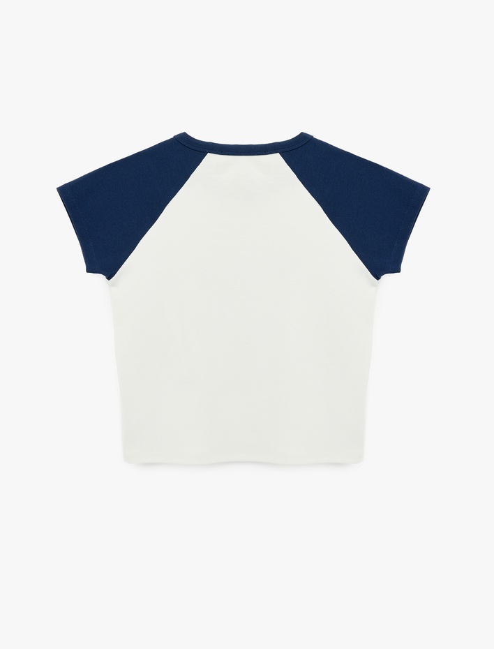  Kısa Kollu Bisiklet Yaka Pamuklu Slim Fit Baskılı Tişört