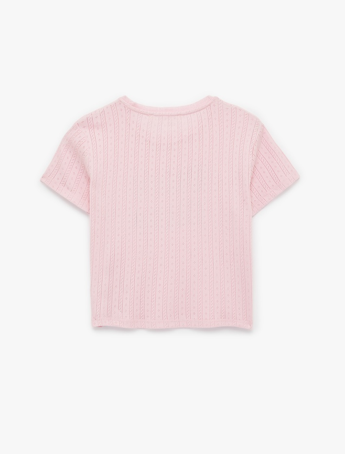  Slim Fit Kısa Kollu Taş Detaylı Bisiklet Yaka Tişört