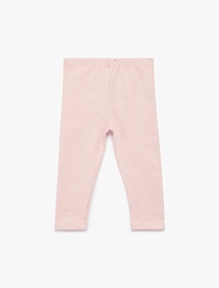 Beli Lastikli Pamuklu Sim Detaylı Uzun Tayt