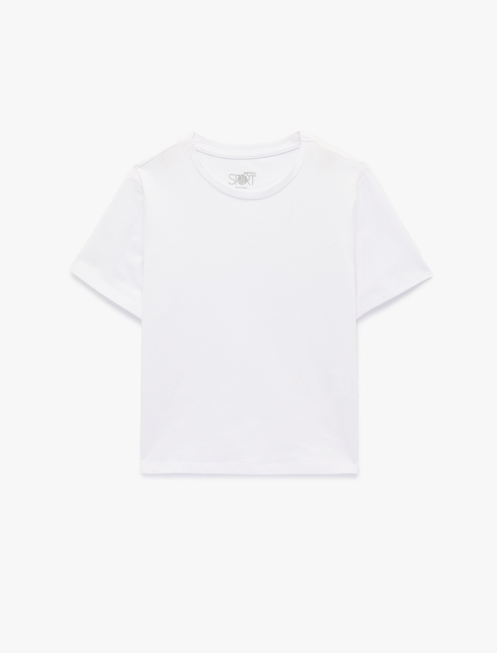  Pamuklu Slim Fit Kısa Kollu Bisiklet Yaka Spor Tişört