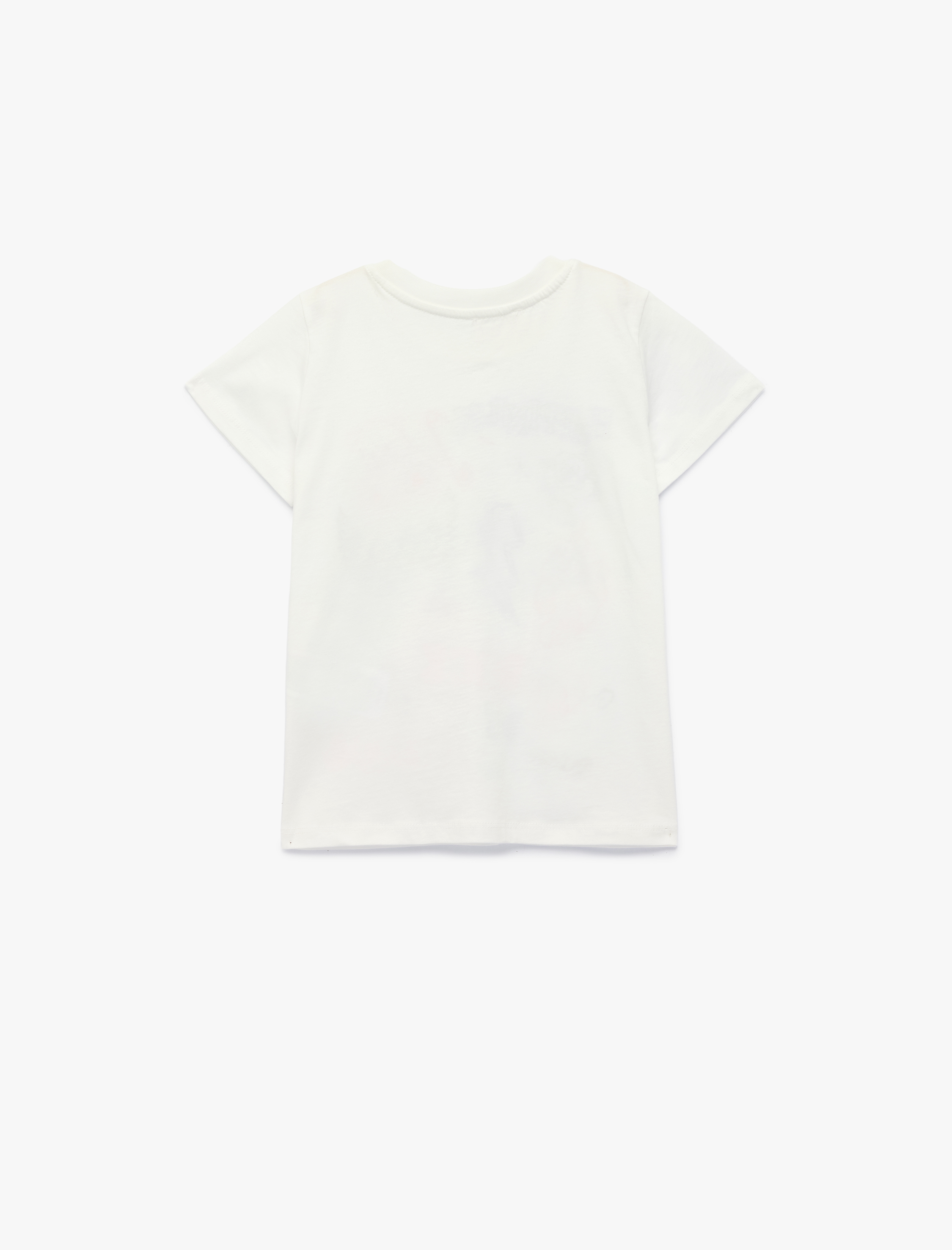  Kız Çocuk Baskılı Kısa Kollu Bisiklet Yaka Pamuklu Tişört