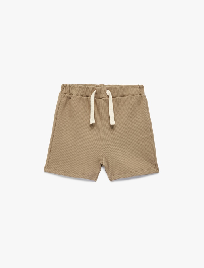 Erkek Bebek Pamuklu Beli Bağcıklı Ribanalı Basic Şort