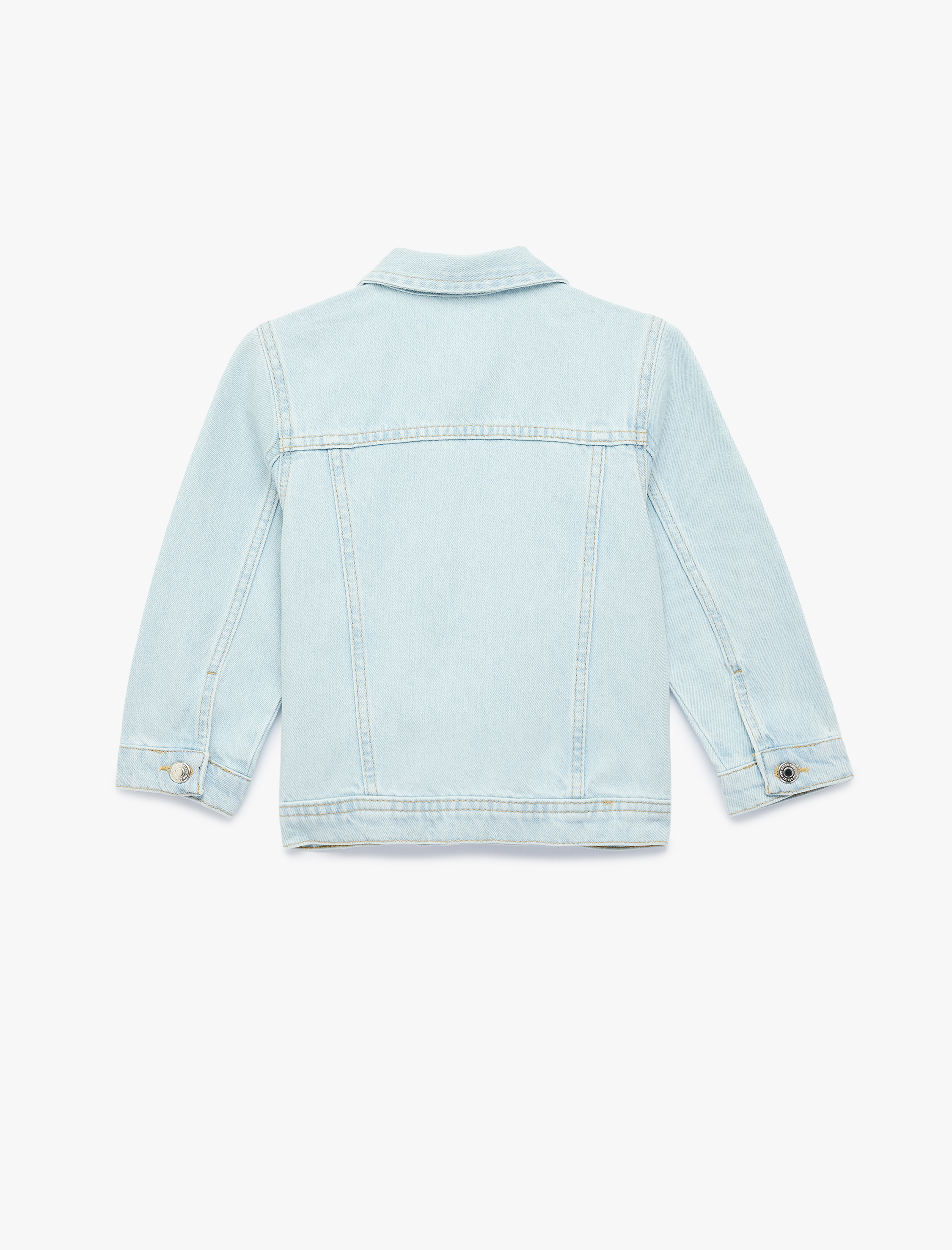  Kız Çocuk Pamuklu Taş Detaylı Uzun Kollu Gömlek Yaka Jean Ceket