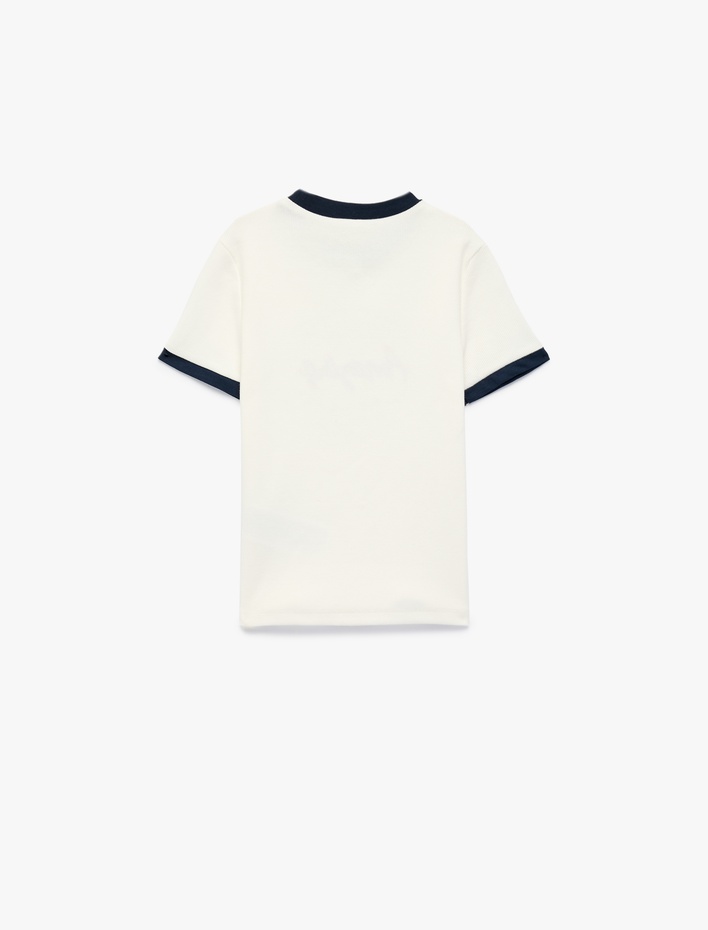 Kız Çocuk Pamuklu Kısa Kollu Bisiklet Yaka Baskılı Tişört