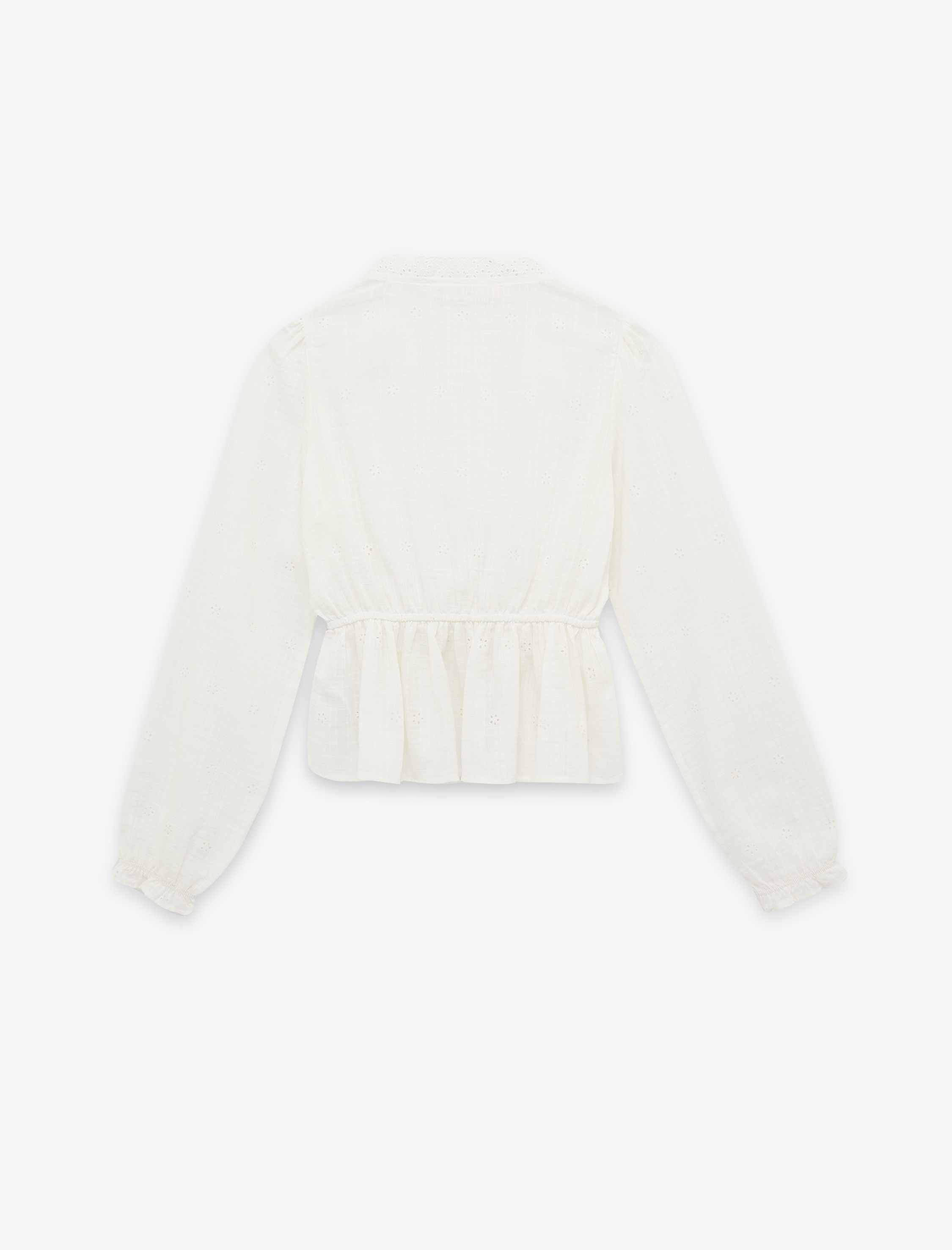   Uzun Kollu V Yaka Fiyonklu Bağlama Detaylı Fisto Bluz