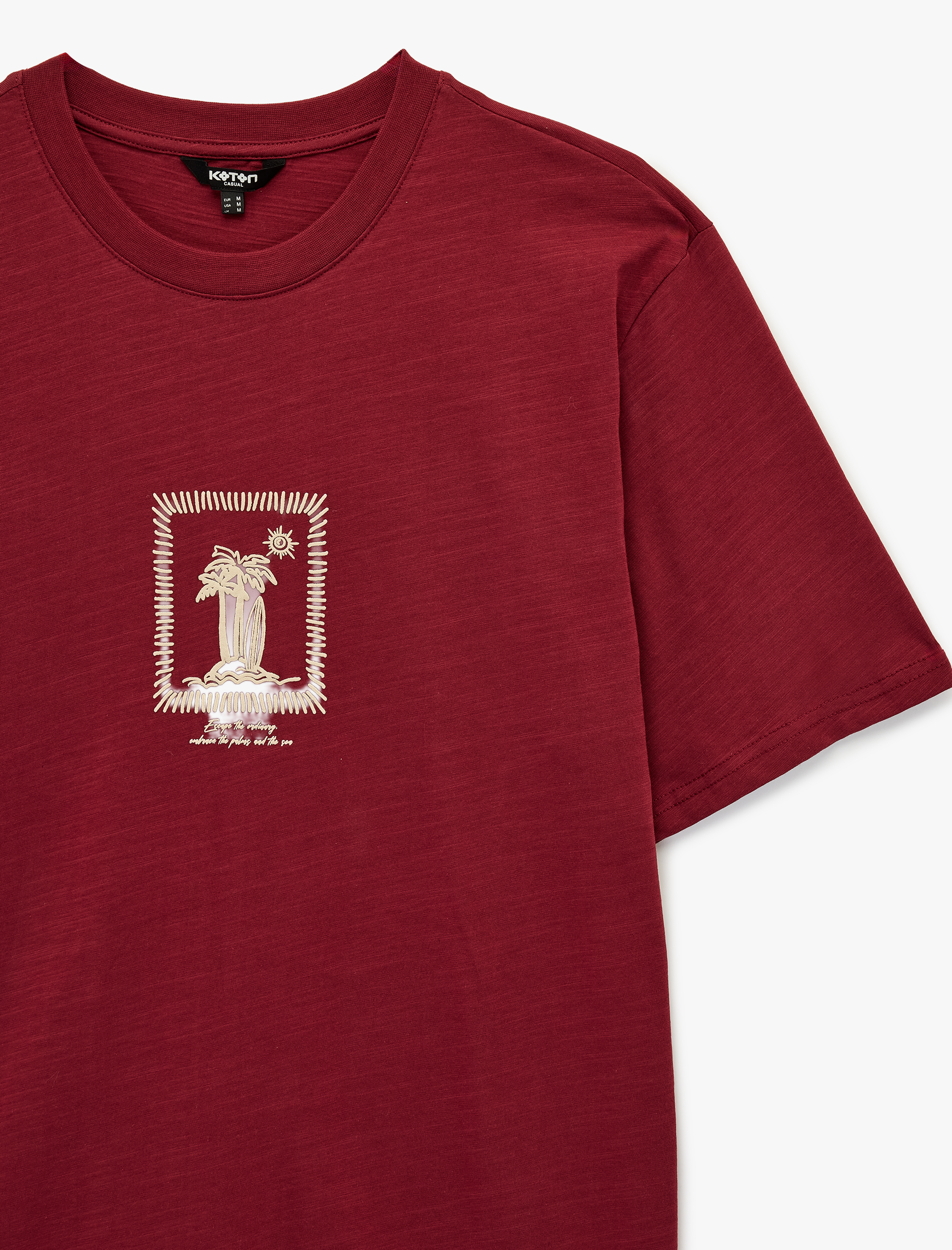   Regular Fit Kısa Kollu Bisiklet Yaka Pamuklu Baskılı Tişört