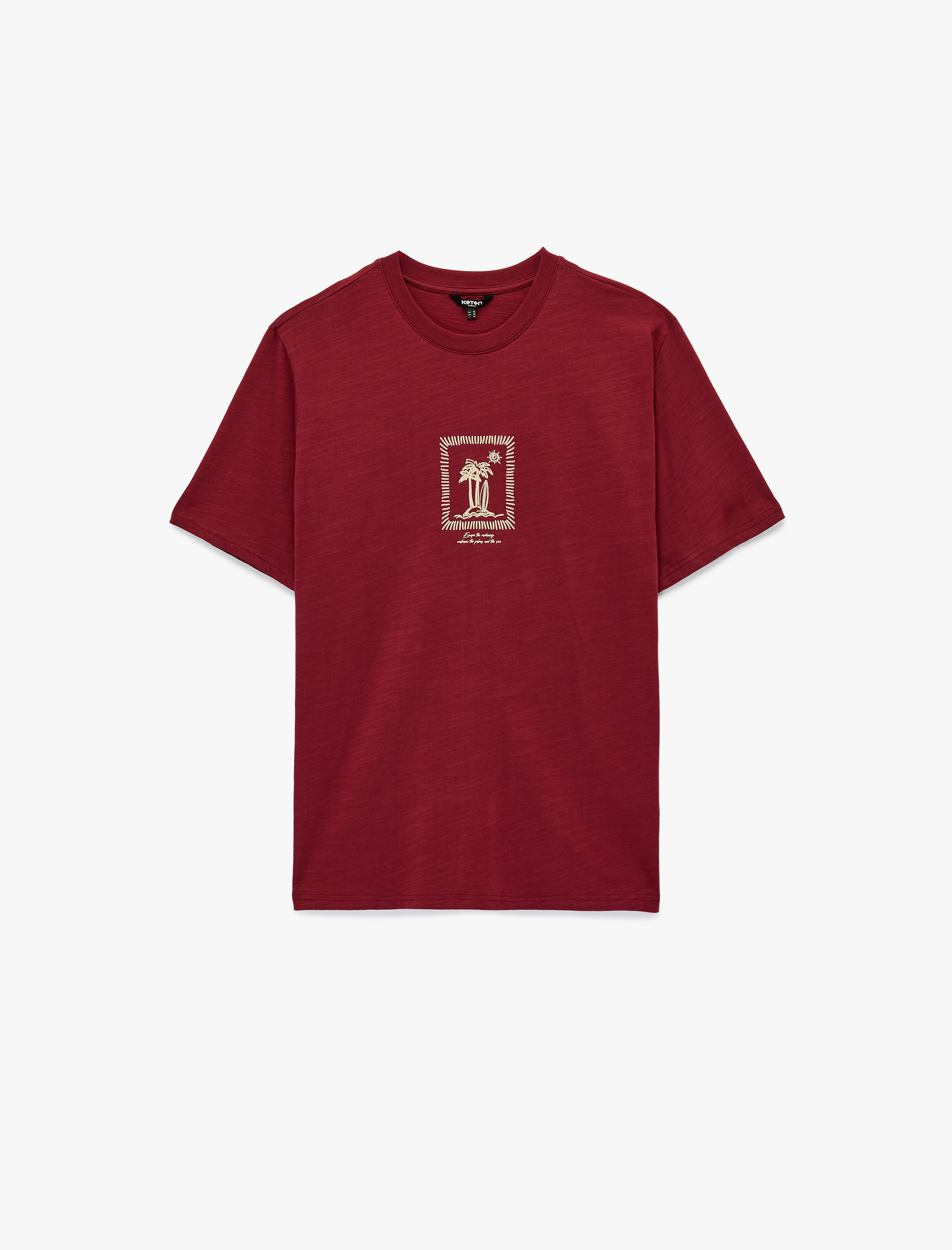   Regular Fit Kısa Kollu Bisiklet Yaka Pamuklu Baskılı Tişört