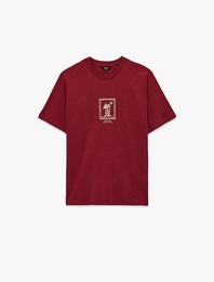 Regular Fit Kısa Kollu Bisiklet Yaka Pamuklu Baskılı Tişört