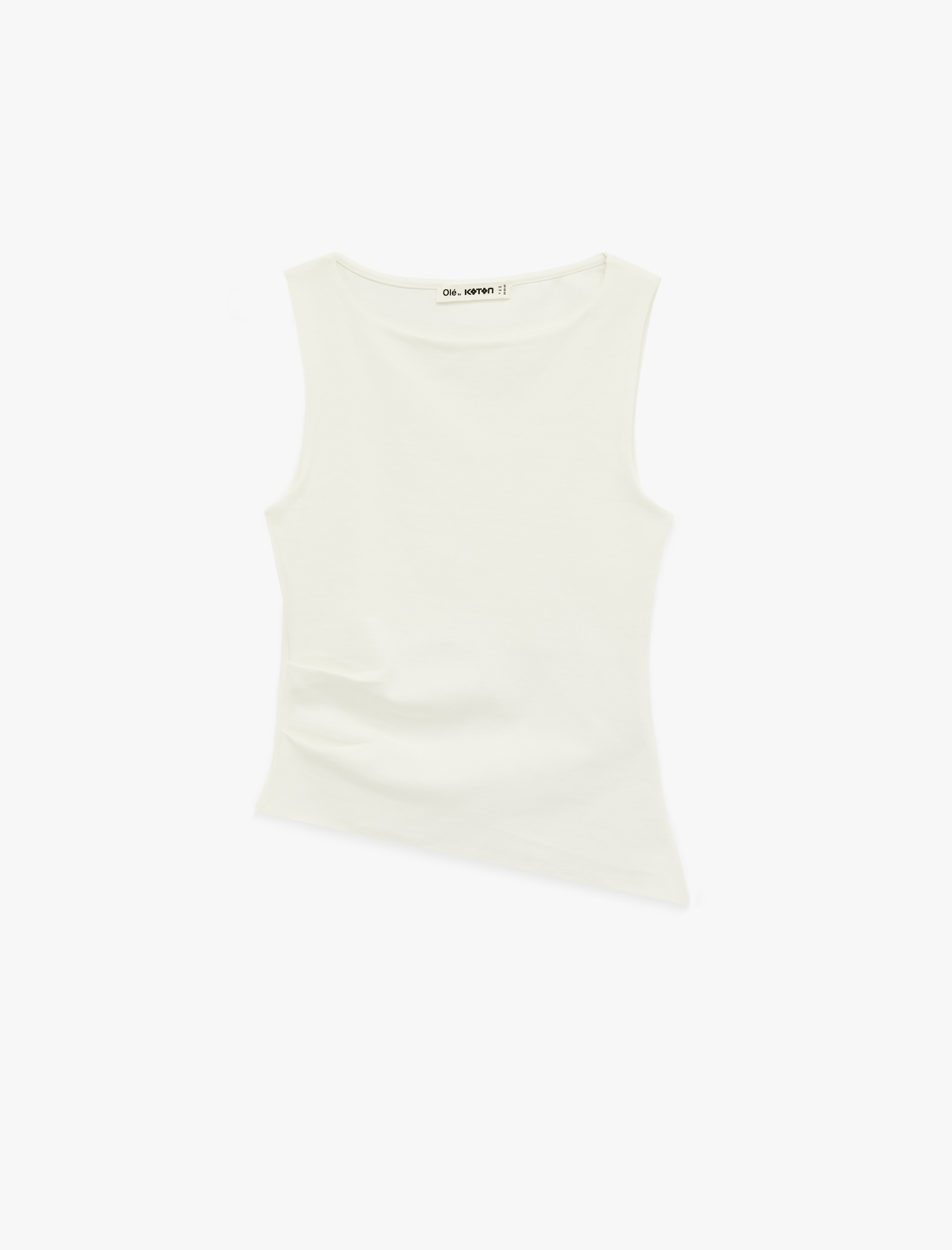   Slim Fit Asimetrik Kesim Kolsuz Kayık Yaka Bluz