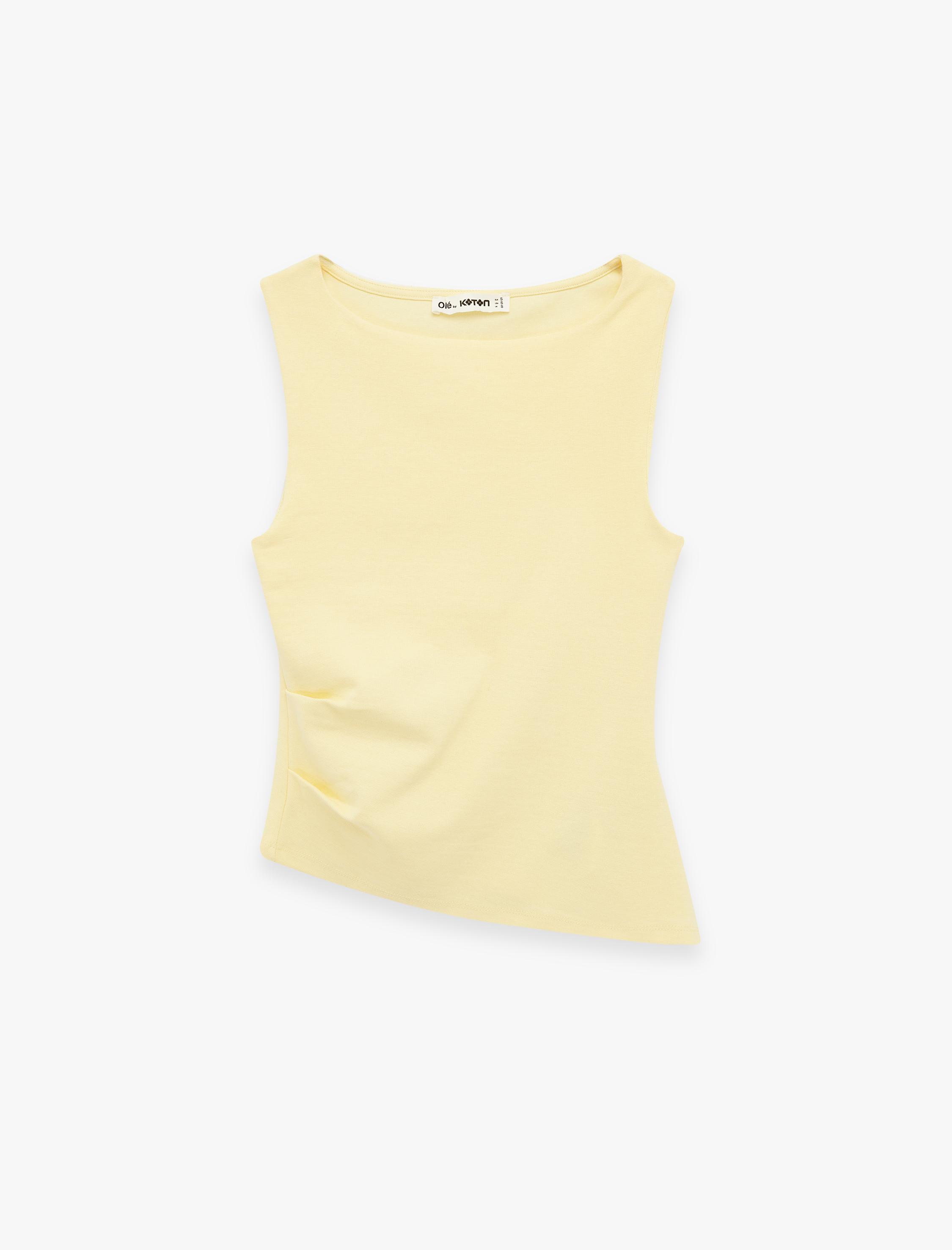   Slim Fit Asimetrik Kesim Kolsuz Kayık Yaka Bluz