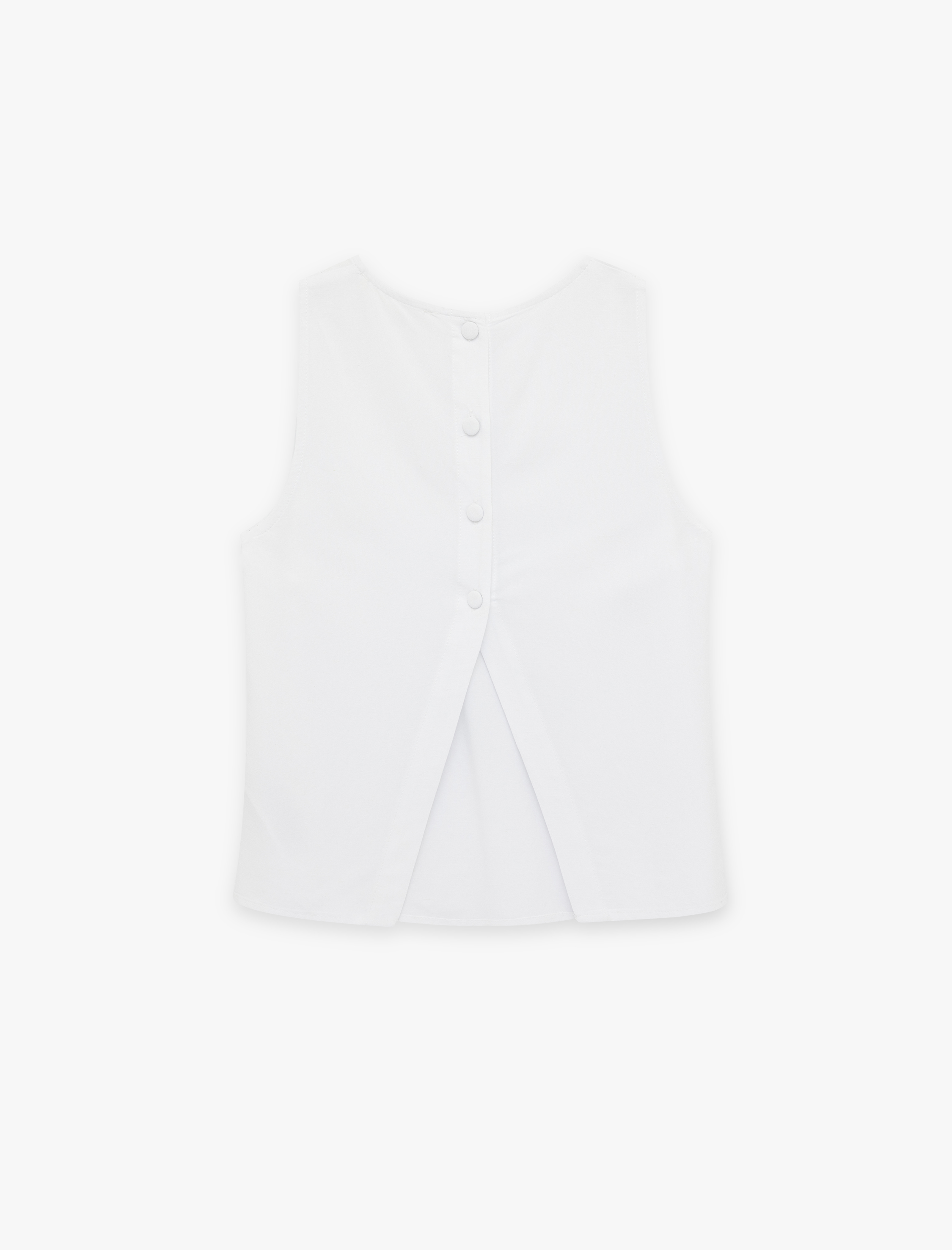   Regular Fit Kolsuz Bisiklet Yaka Keten Karışımlı Bluz