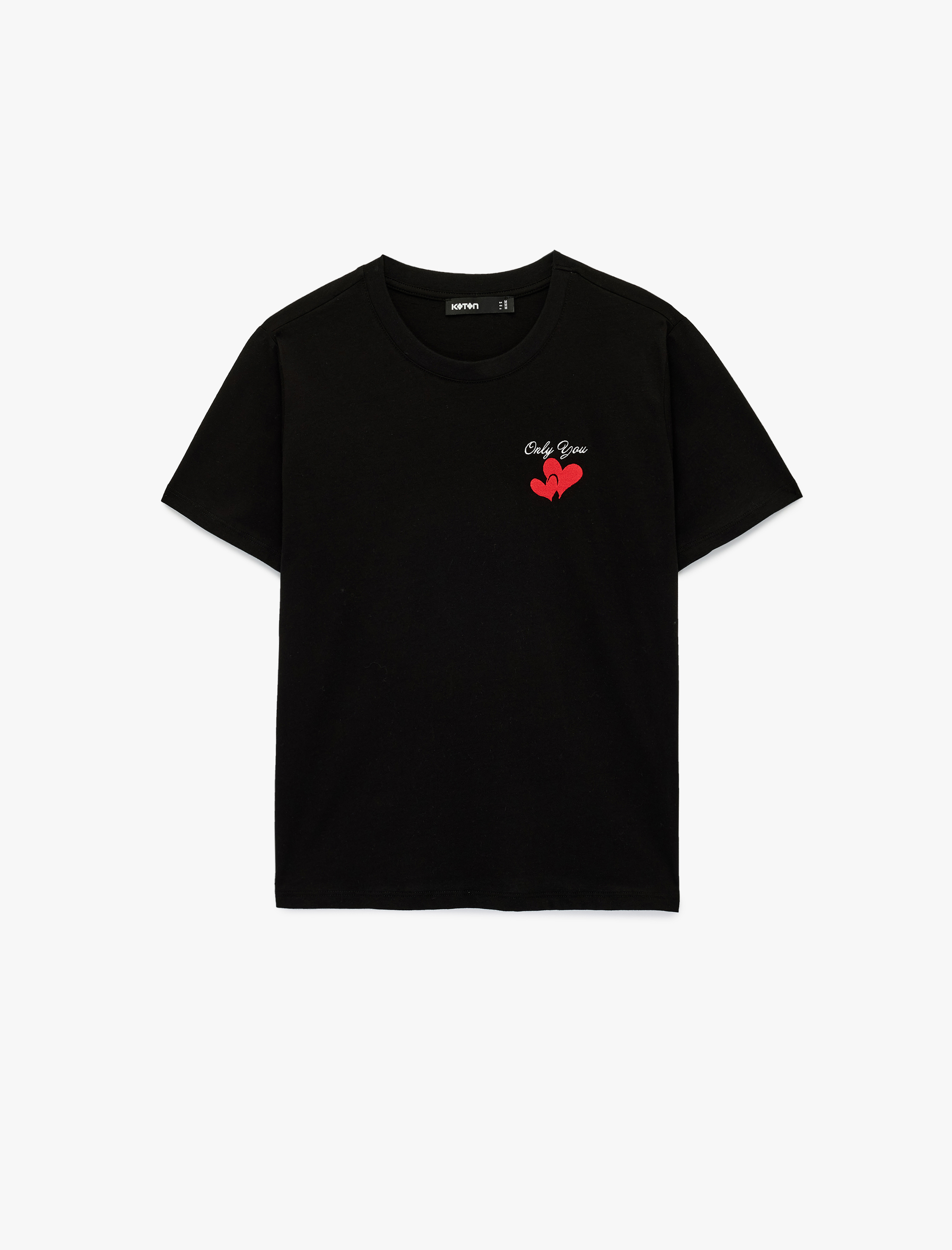   Regular Fit Pamuklu Kısa Kollu Kalpli Tişört