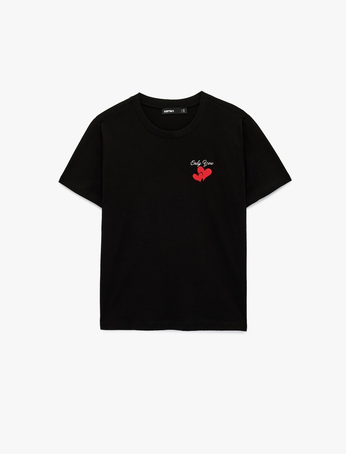  Regular Fit Pamuklu Kısa Kollu Kalpli Tişört