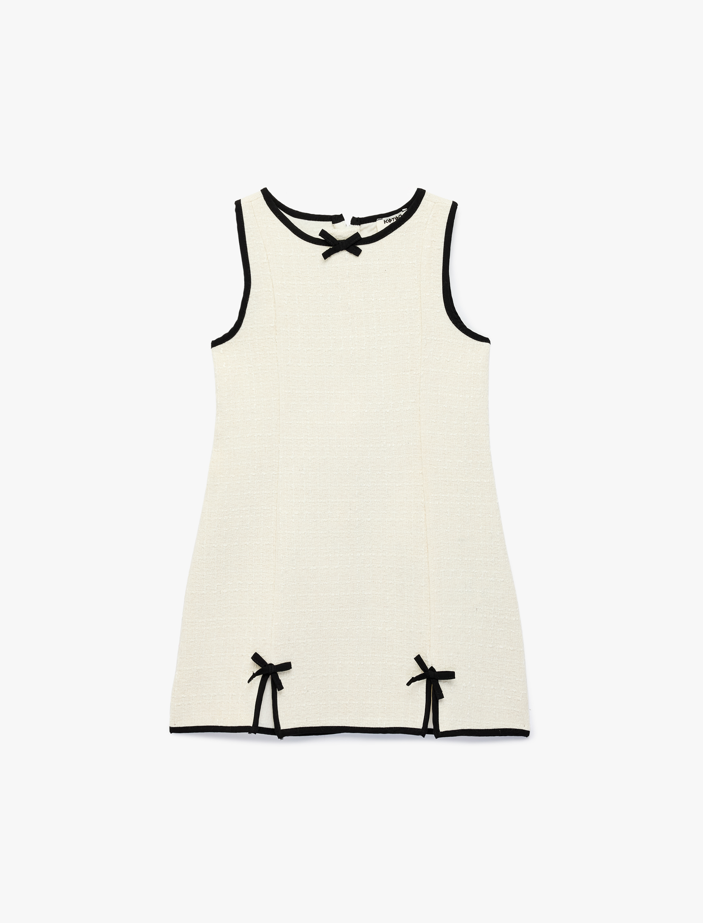  Kız Çocuk Bisiklet Yaka Kolsuz Fiyonk Detaylı Jile Elbise