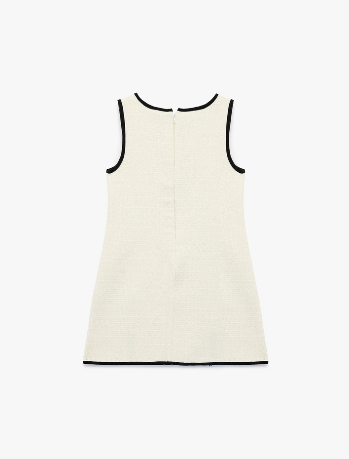 Kız Çocuk Bisiklet Yaka Kolsuz Fiyonk Detaylı Jile Elbise