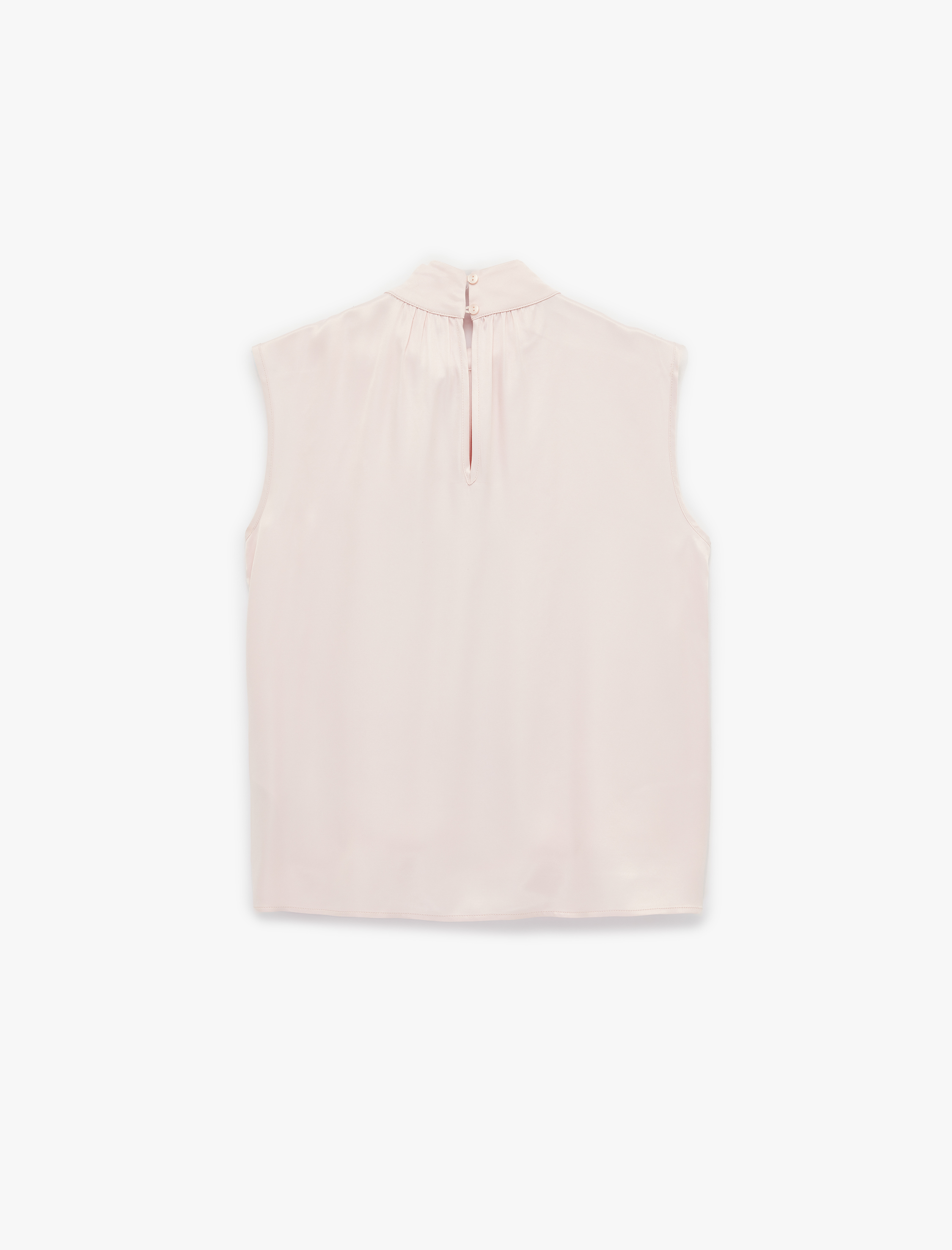   Kolsuz Dik Yaka Fiyonklu Bağlama Detaylı Viskon Bluz