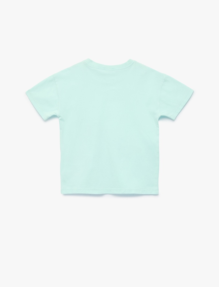 Erkek Bebek Pamuklu Dinozor Baskılı Kısa Kollu Bisiklet Yaka Oversize  Tişört