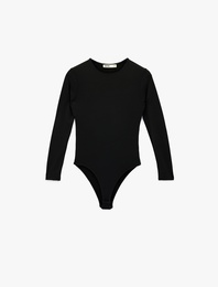 Uzun Kollu Bisiklet Yaka Slim Fit Bodysuit