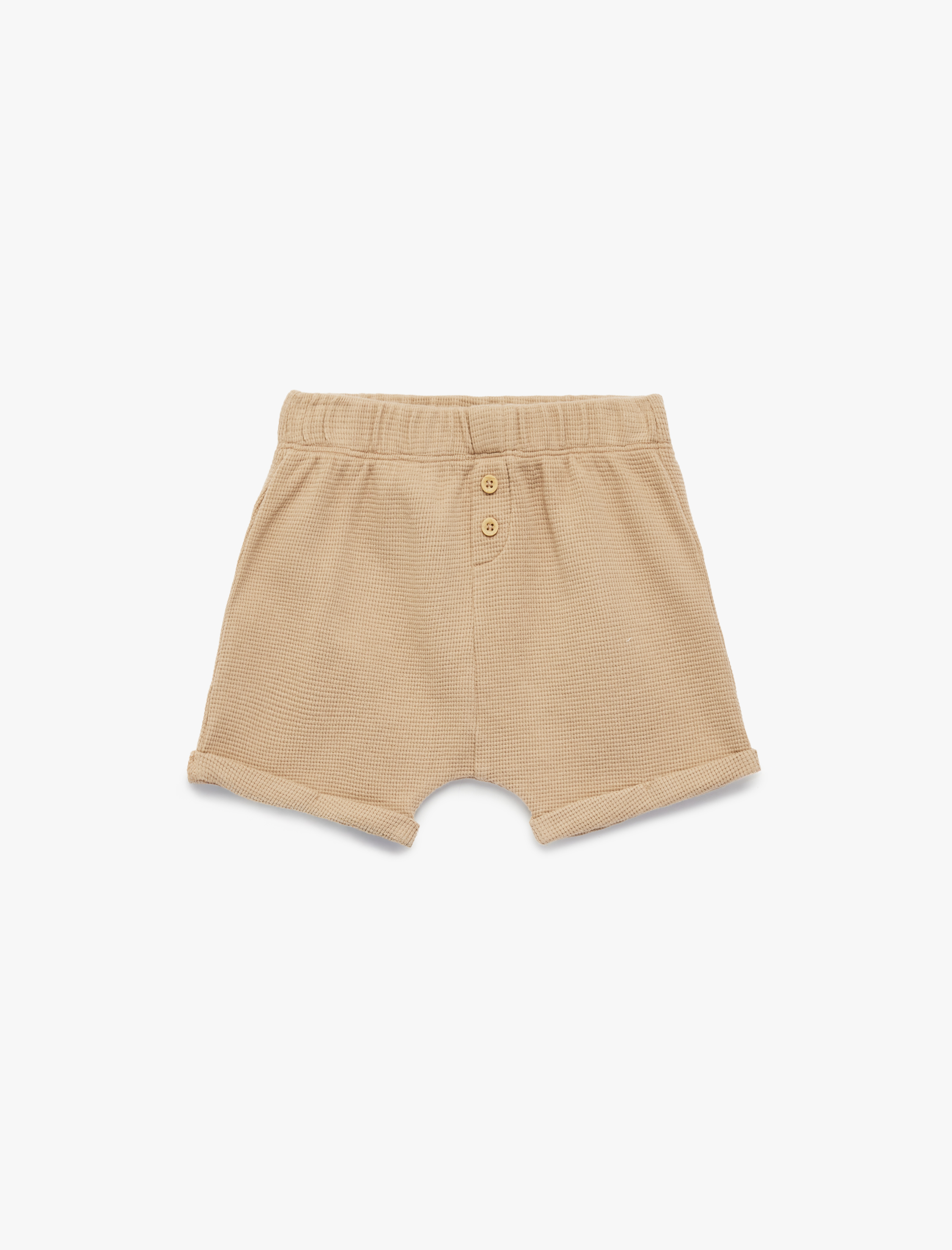  Erkek Bebek Pamuklu Düğme Detaylı Beli Lastikli  Şort