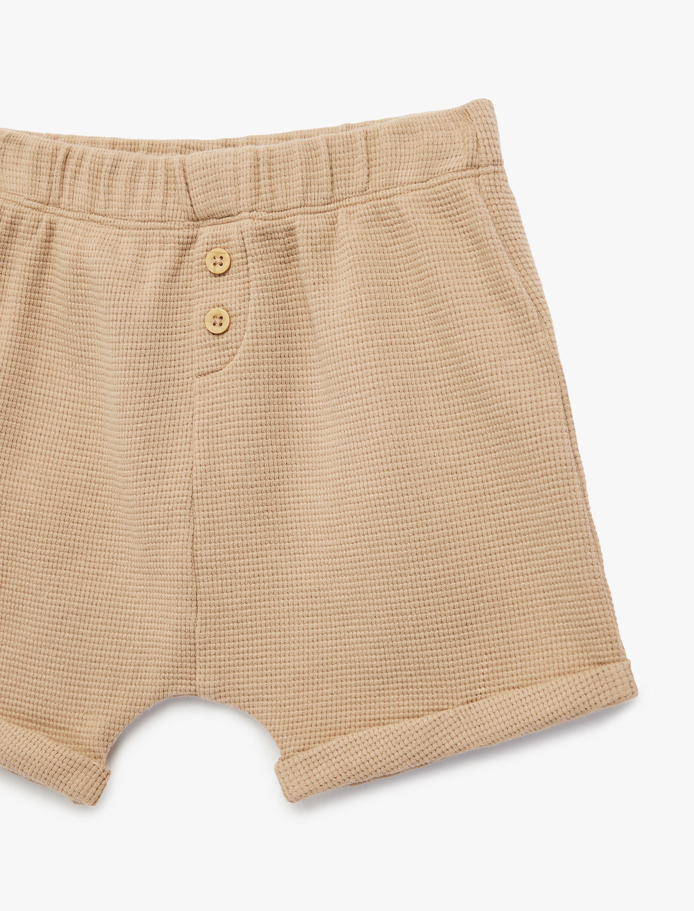  Erkek Bebek Pamuklu Düğme Detaylı Beli Lastikli  Şort
