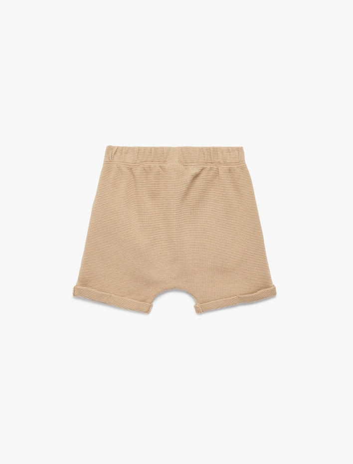 Erkek Bebek Pamuklu Düğme Detaylı Beli Lastikli  Şort