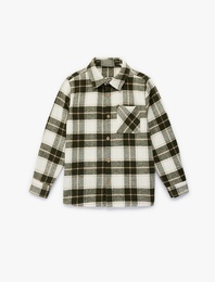 Uzun Kollu Cep Detaylı Ekoseli Oduncu Gömlek