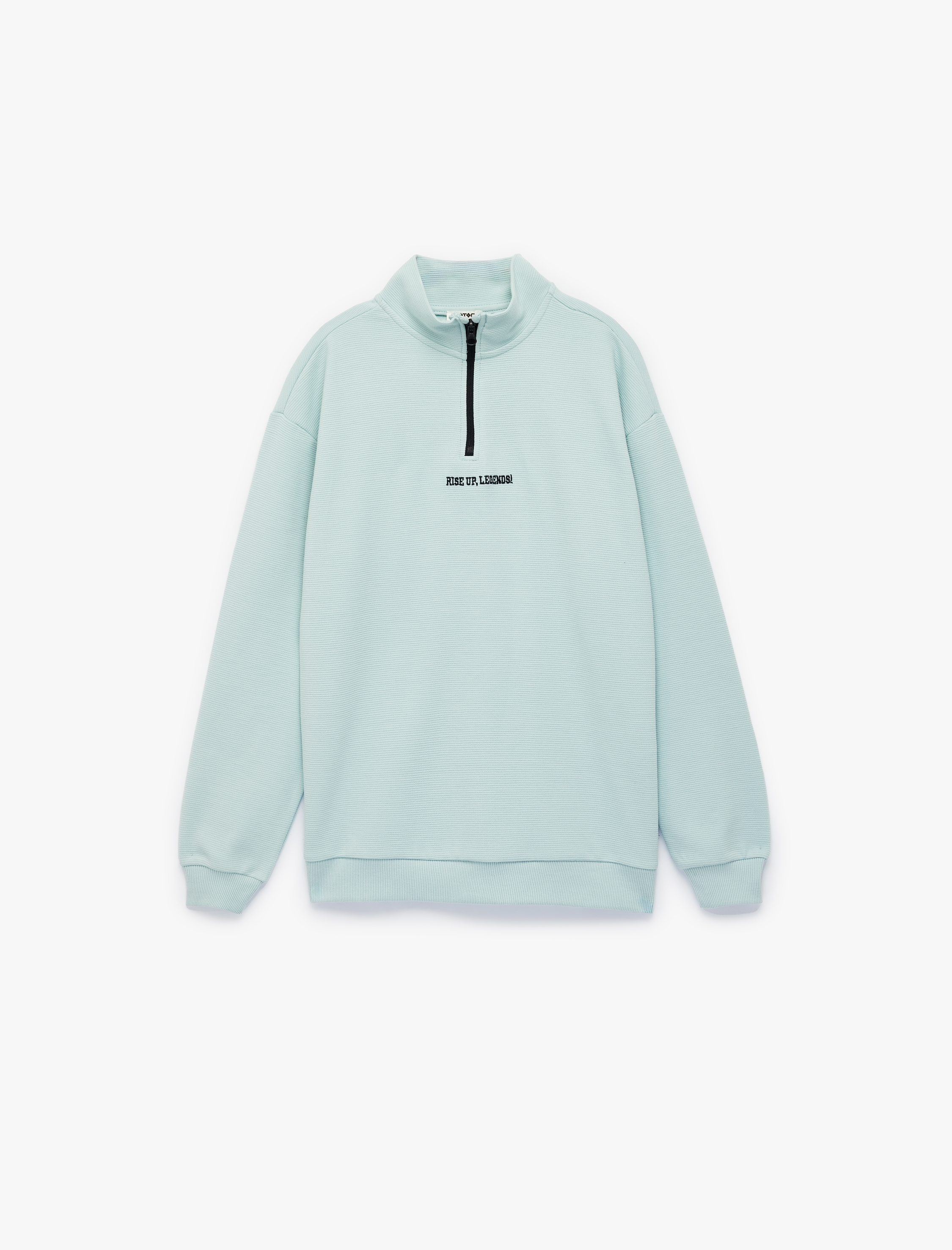  Erkek Çocuk Uzun Kollu Yarım Fermuarlı Dik Yaka Sweatshirt