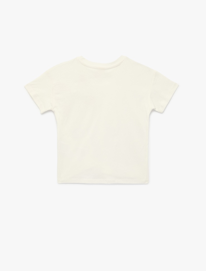 Kız Bebek Pamuklu Kısa Kollu Bisiklet Yaka Fiyonklu Tişört