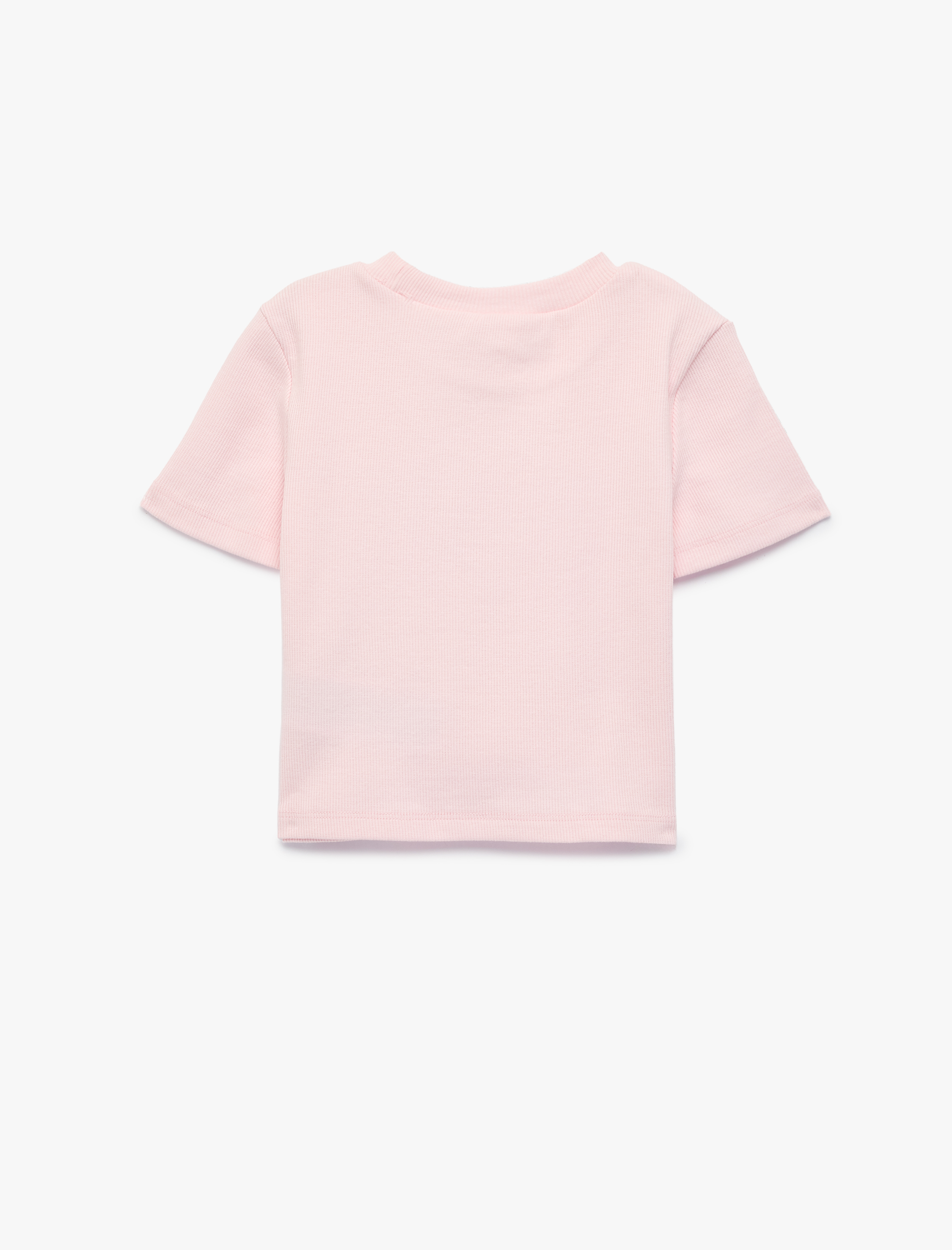  Kız Çocuk Pamuklu Kısa Kollu Taş Detaylı Bisiklet Yaka Tişört