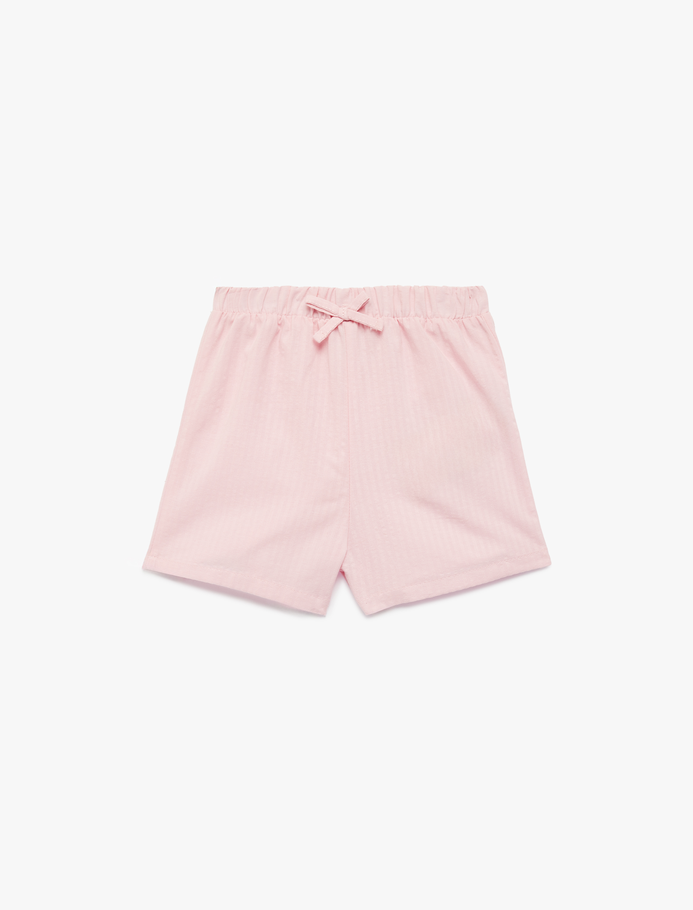  Kız Bebek Beli Lastikli Fiyonk Detaylı Pamuklu Şort