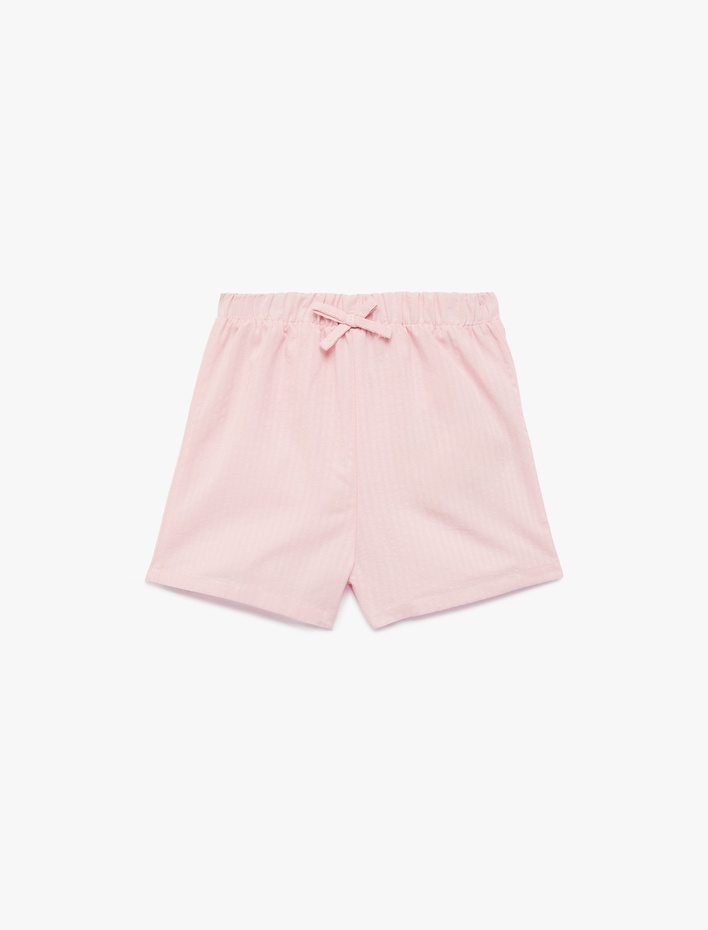 Kız Bebek Beli Lastikli Fiyonk Detaylı Pamuklu Şort