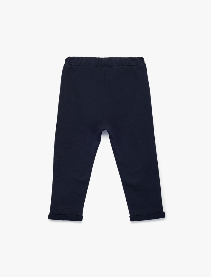 Erkek Bebek Pamuklu Katlamalı Paça Düğme Detaylı Eşofman Altı