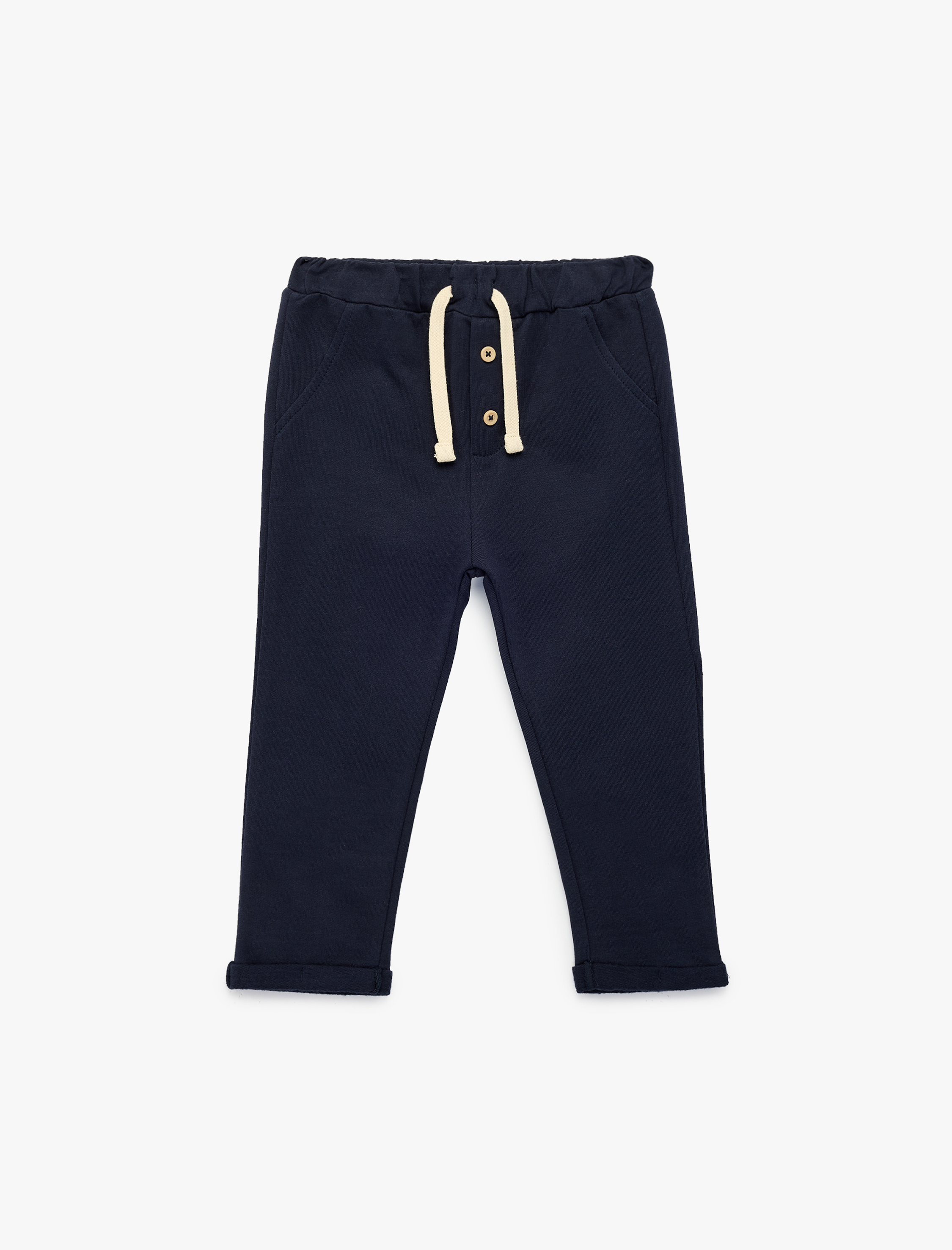  Erkek Bebek Pamuklu Katlamalı Paça Düğme Detaylı Eşofman Altı