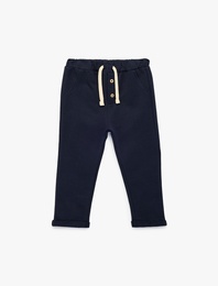 Pamuklu Katlamalı Paça Düğme Detaylı Eşofman Altı