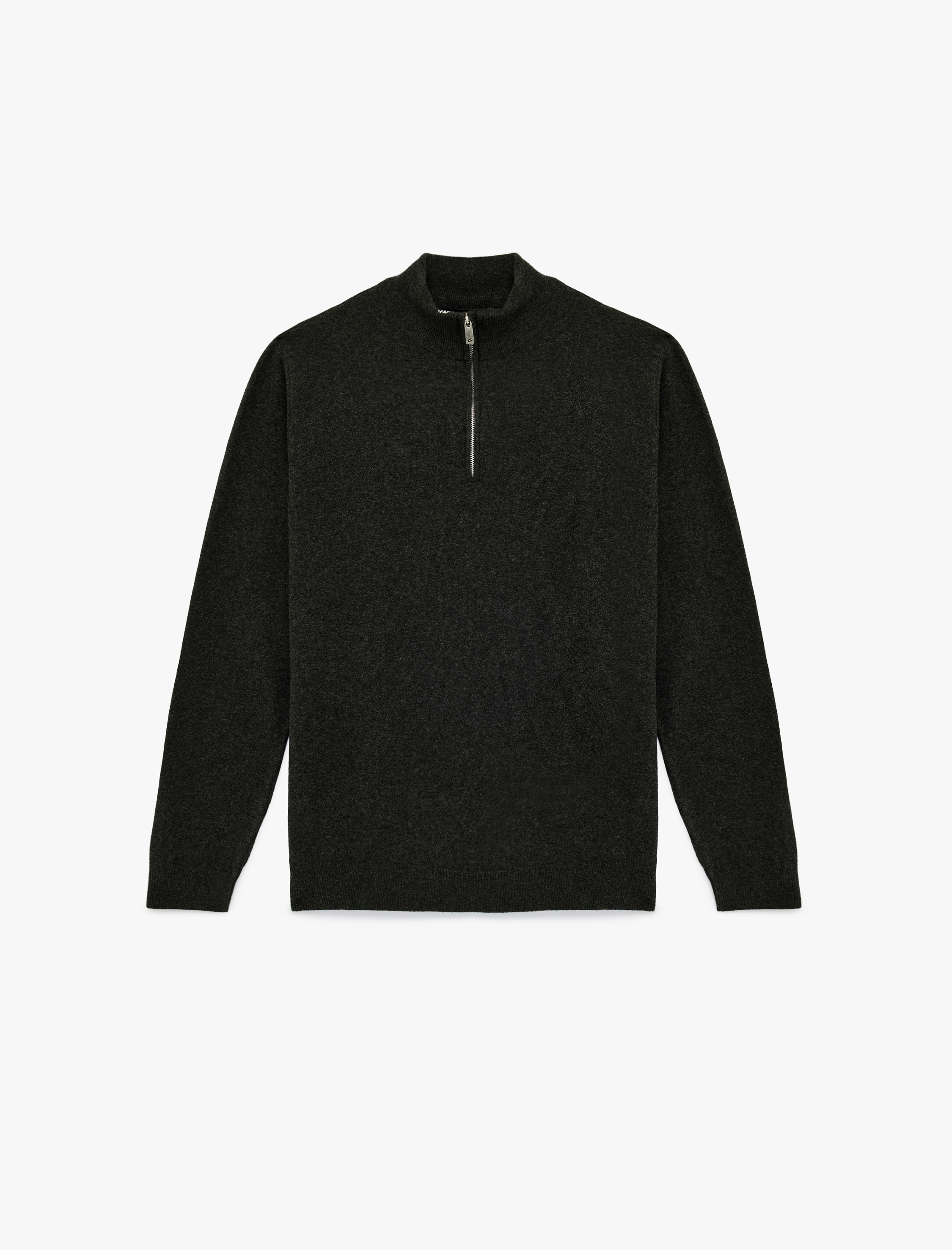   Regular Fit Uzun Kollu Basic Yarım Fermuarlı Triko Kazak