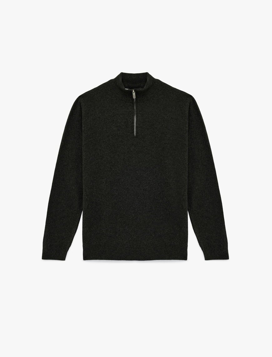 Koton Erkek Regular Fit Uzun Kollu Basic Yarım Fermuarlı Triko Kazak