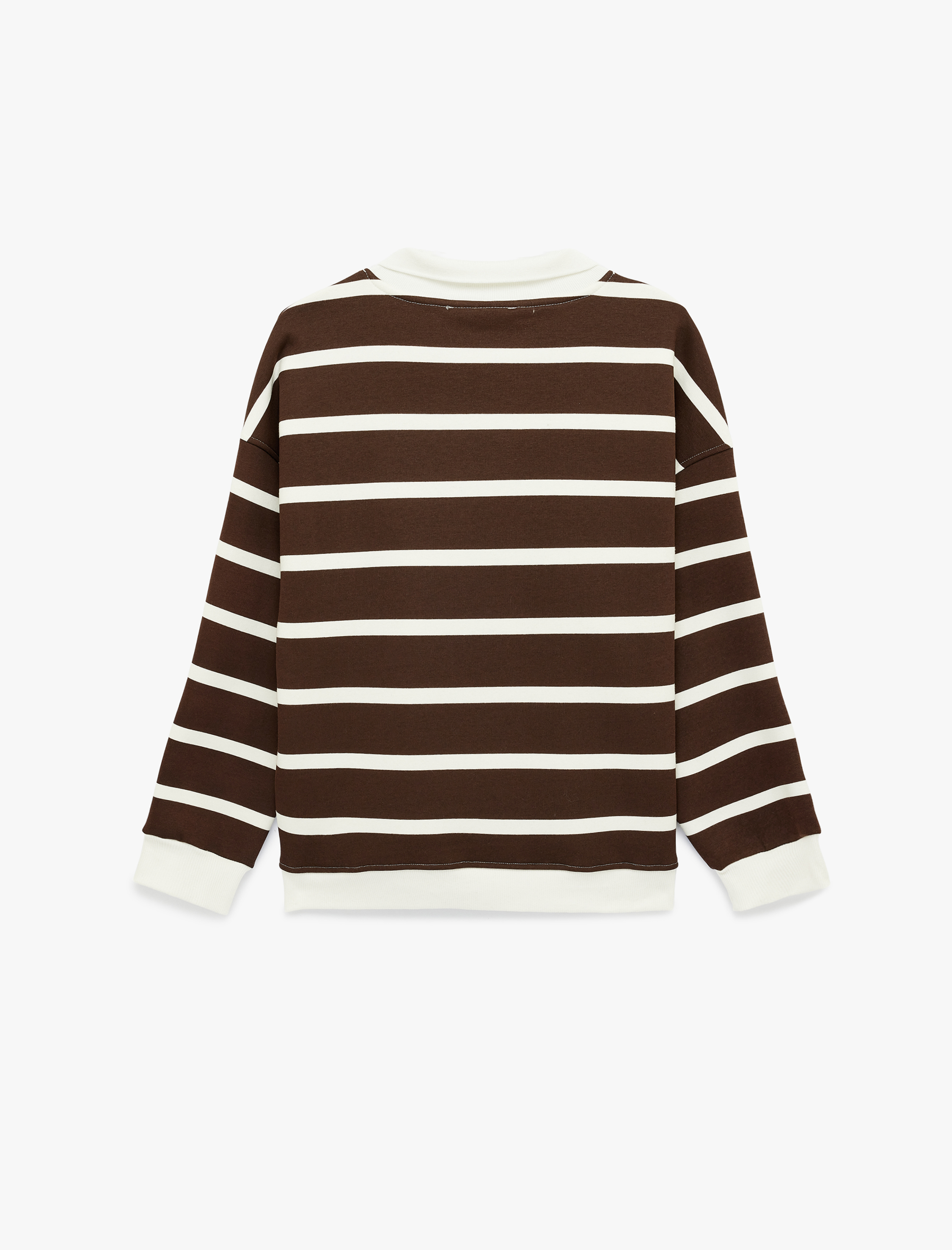   Şardonlu Polo Yaka Çizgili Oversize Sweatshirt