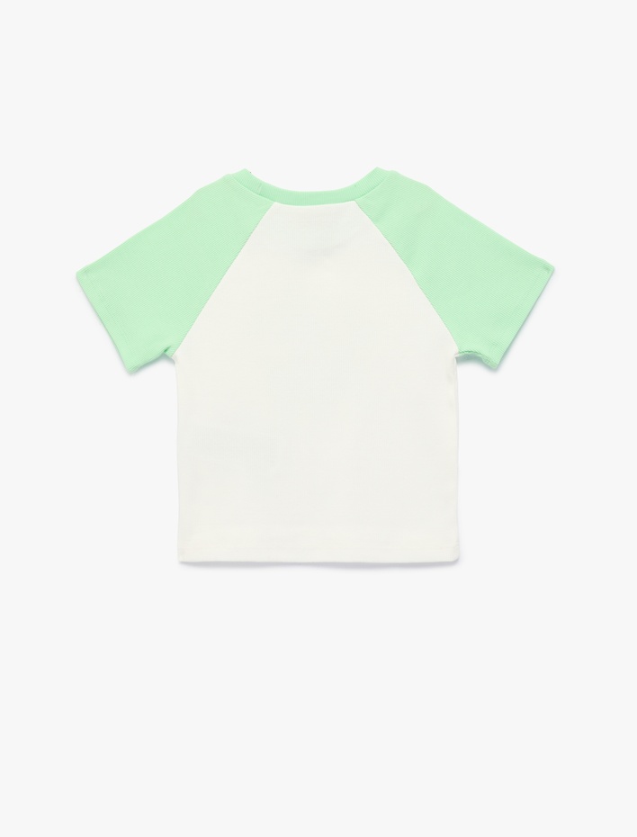 Kız Çocuk Pamuklu Kısa Kollu Bisiklet Yaka Kiraz Baskılı Tişört