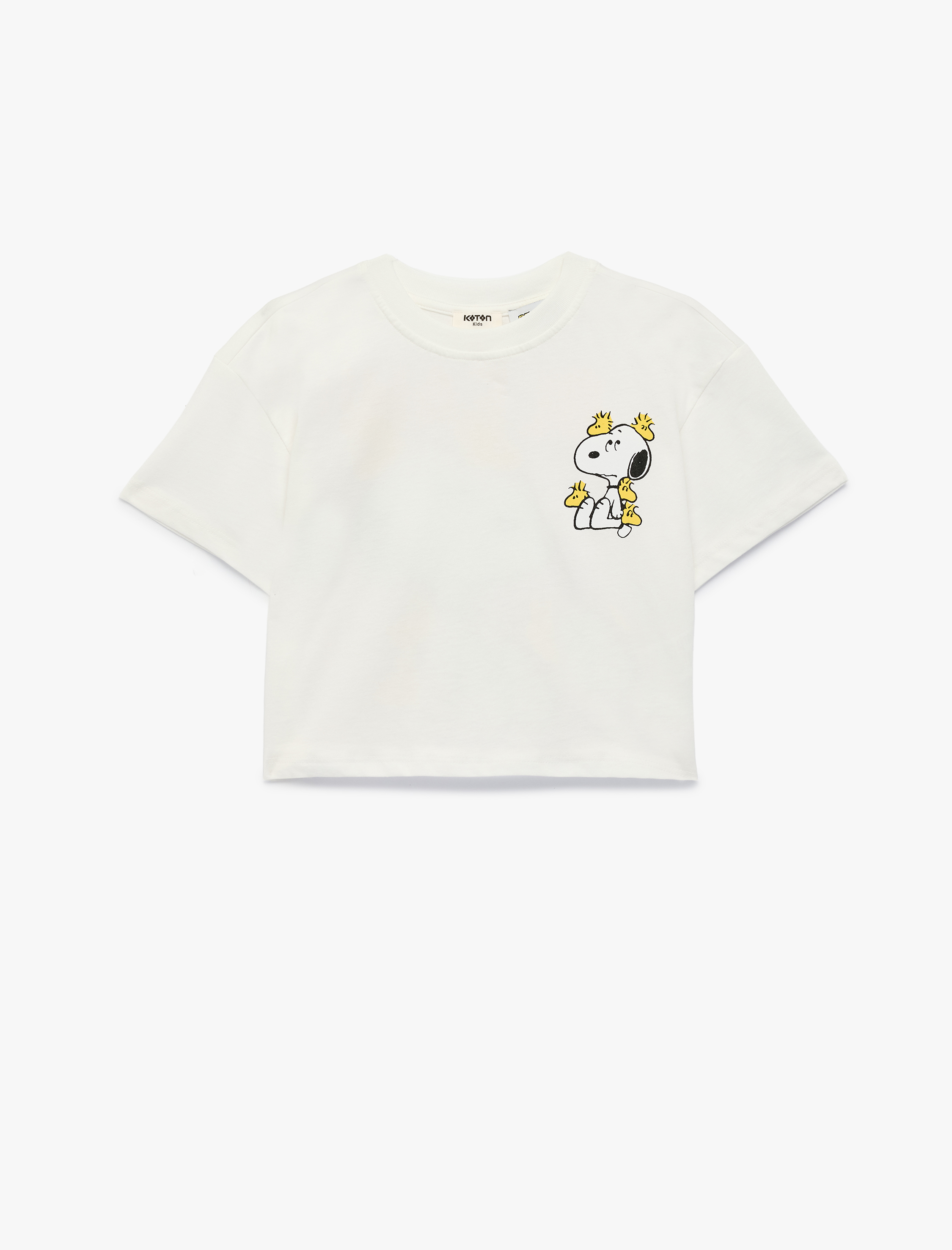  Kız Çocuk Lisanslı Snoopy Baskılı Kısa Kollu Bisiklet Yaka Pamuklu Tişört