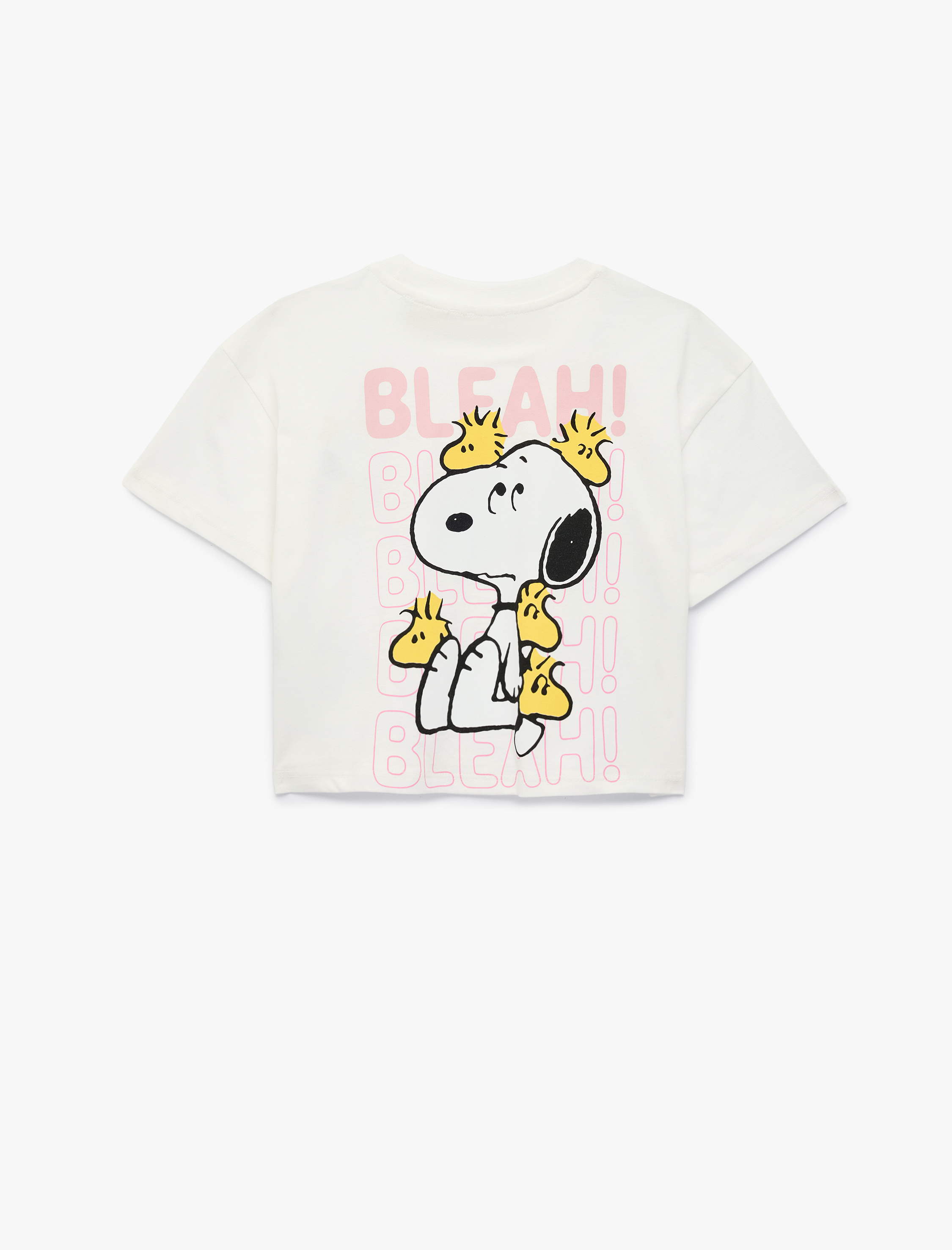  Kız Çocuk Lisanslı Snoopy Baskılı Kısa Kollu Bisiklet Yaka Pamuklu Tişört