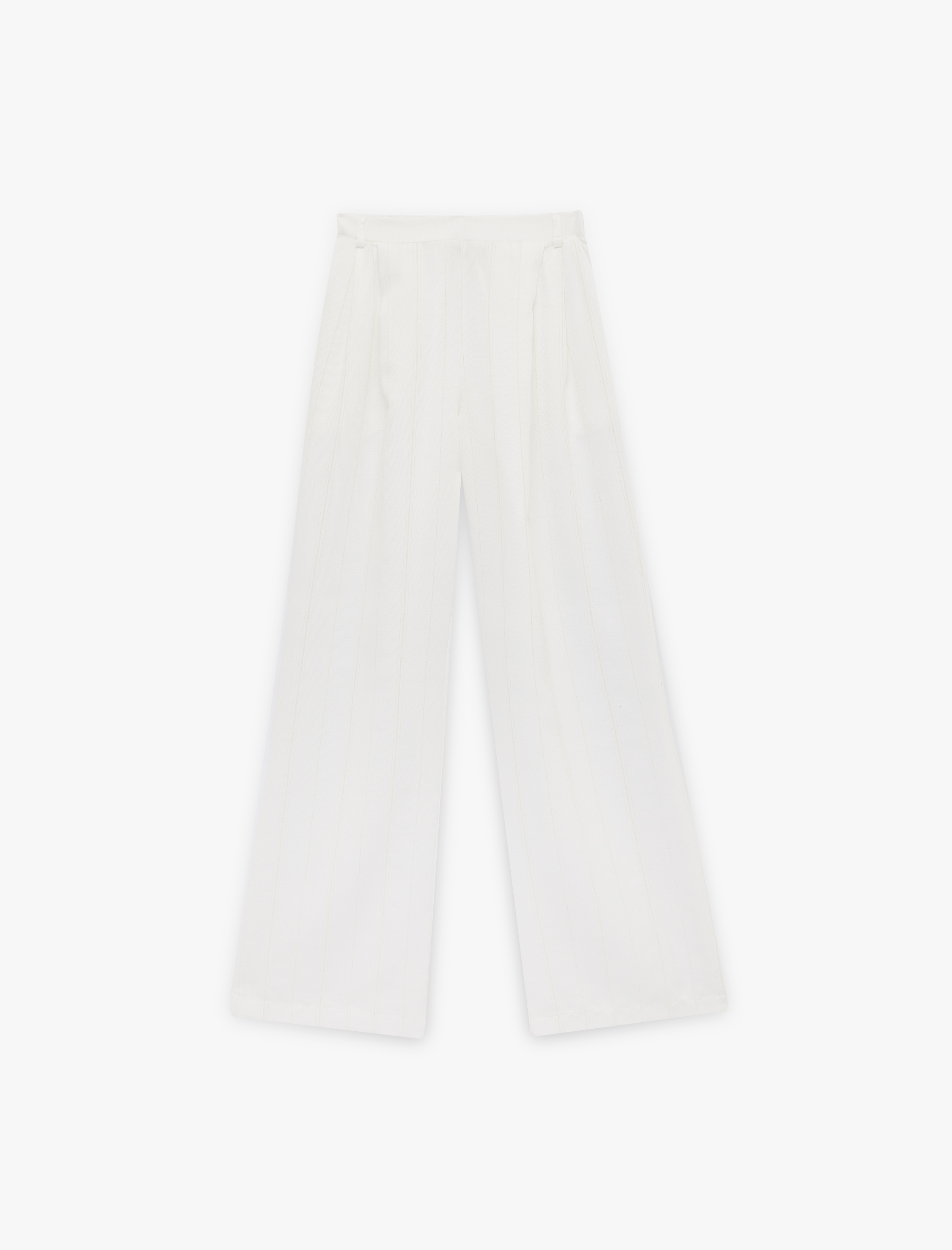   Keten Karışımlı Straight Fit Uzun Düz Geniş Paça Pantolon