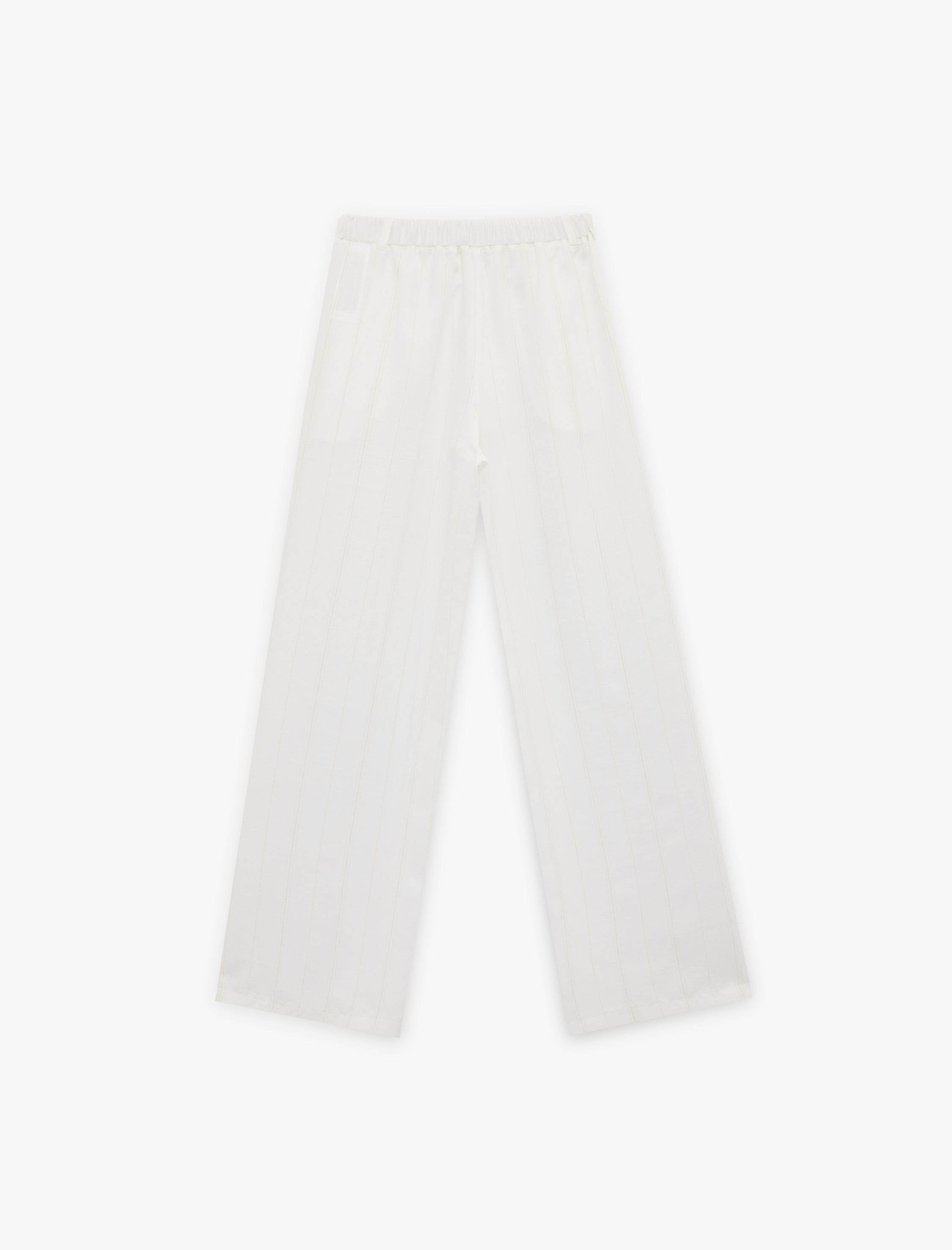   Keten Karışımlı Straight Fit Uzun Düz Geniş Paça Pantolon