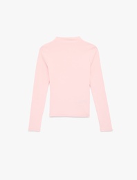 Dik Yaka Slim Fit Uzun Kollu Tişört