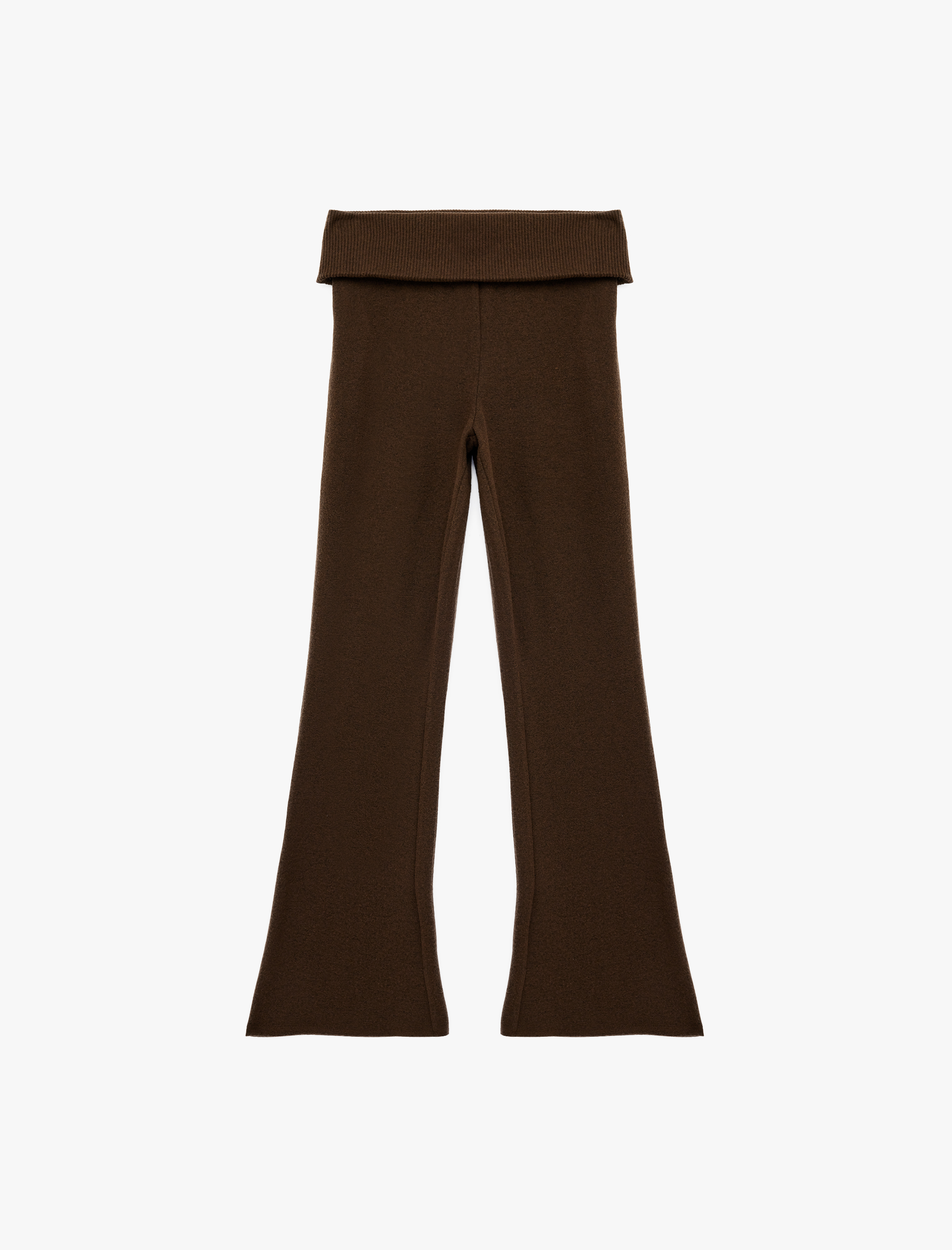   Viskon Karışımlı Katlı Yüksek Bel İspanyol Paça Tayt Pantolon