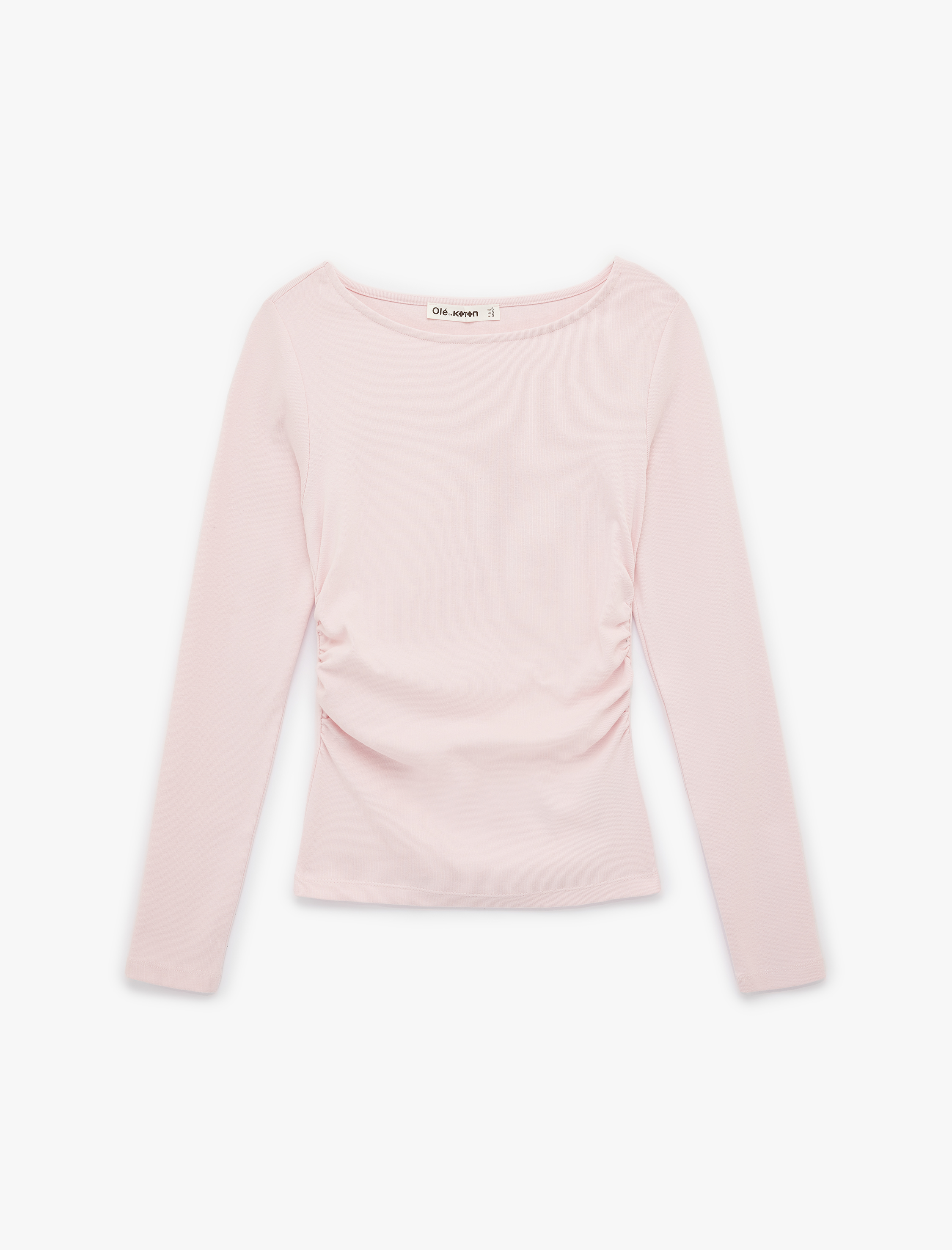   Pamuklu Slim Fit Uzun Kollu Yuvarlak Kayık Yaka Tişört