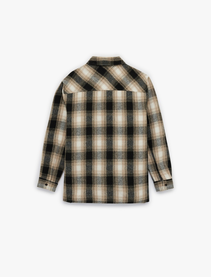  Regular Fit Klasik Yaka Cepli Uzun Kollu Oduncu Gömleği