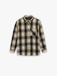 Regular Fit Klasik Yaka Cepli Uzun Kollu Oduncu Gömleği