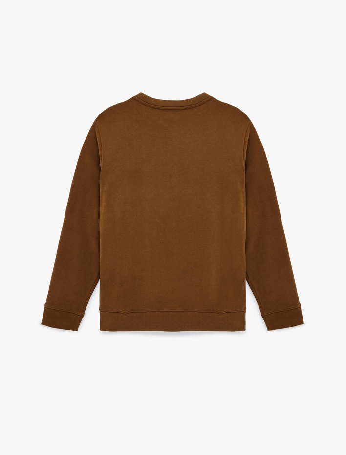  Uzun Kollu Pamuklu Basic Bisiklet Yaka Sweatshirt