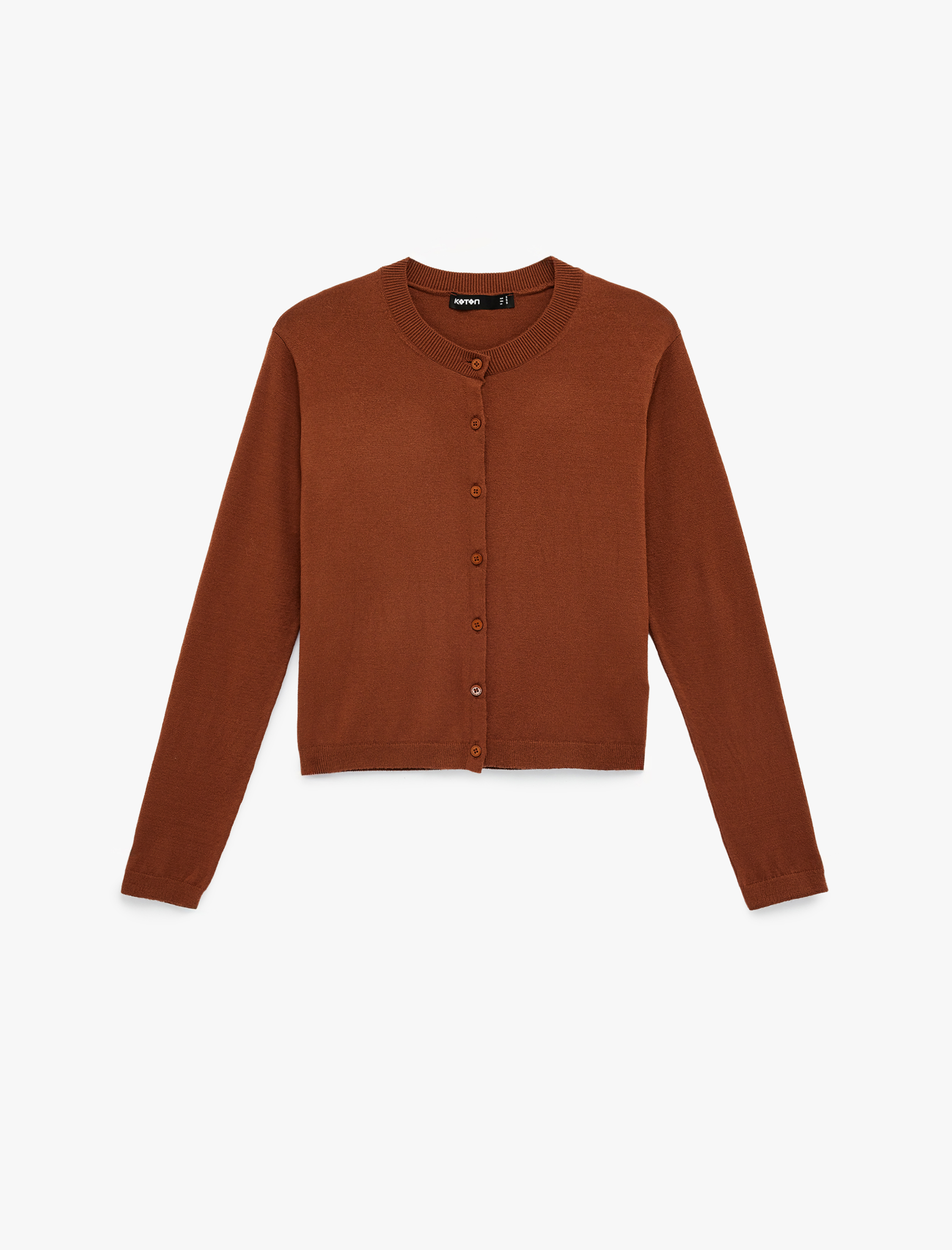   Düğmeli Uzun Kollu Bisiklet Yaka Triko Hırka