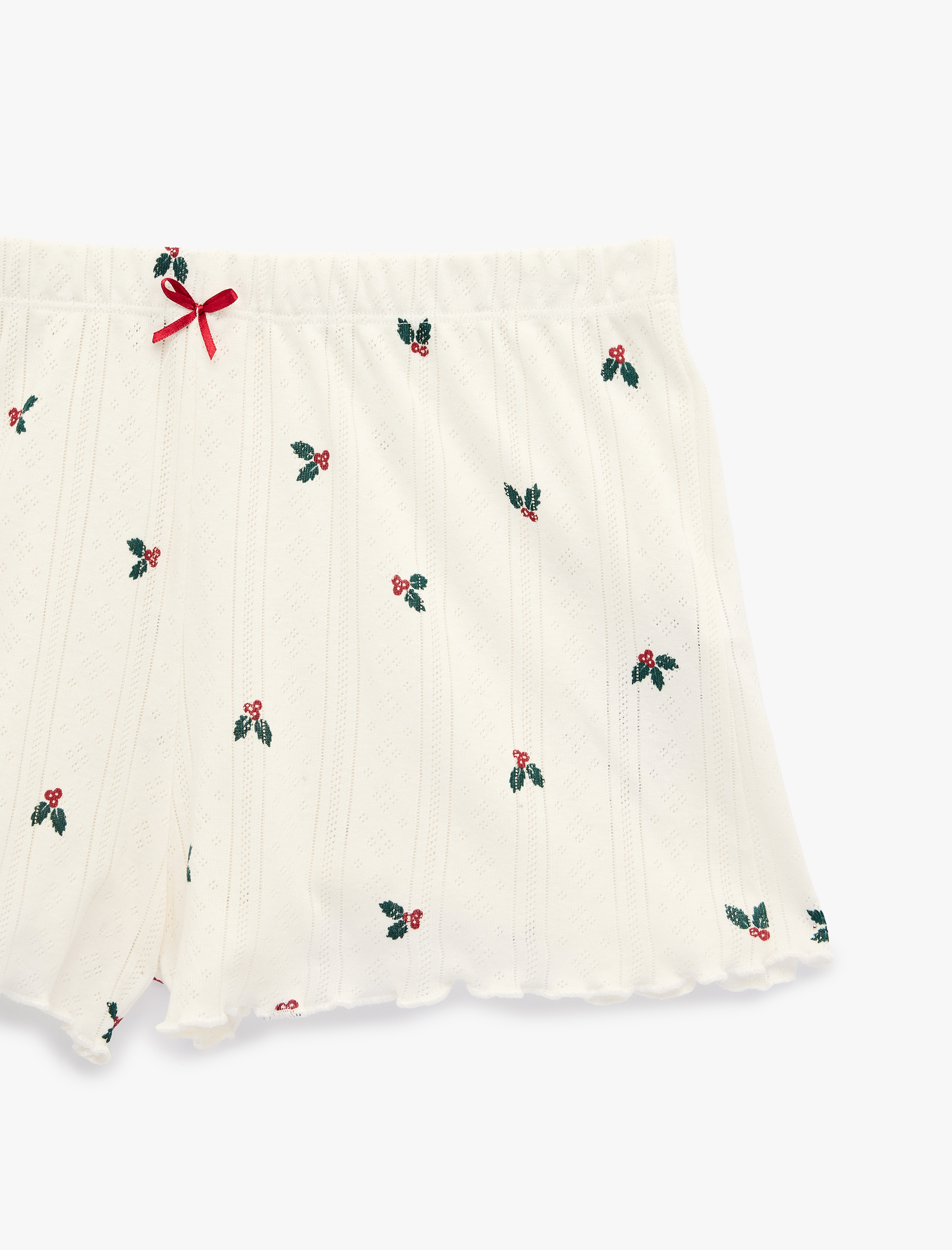   Pamuklu Beli Lastikli Desenli Mini Şort Pijama Altı